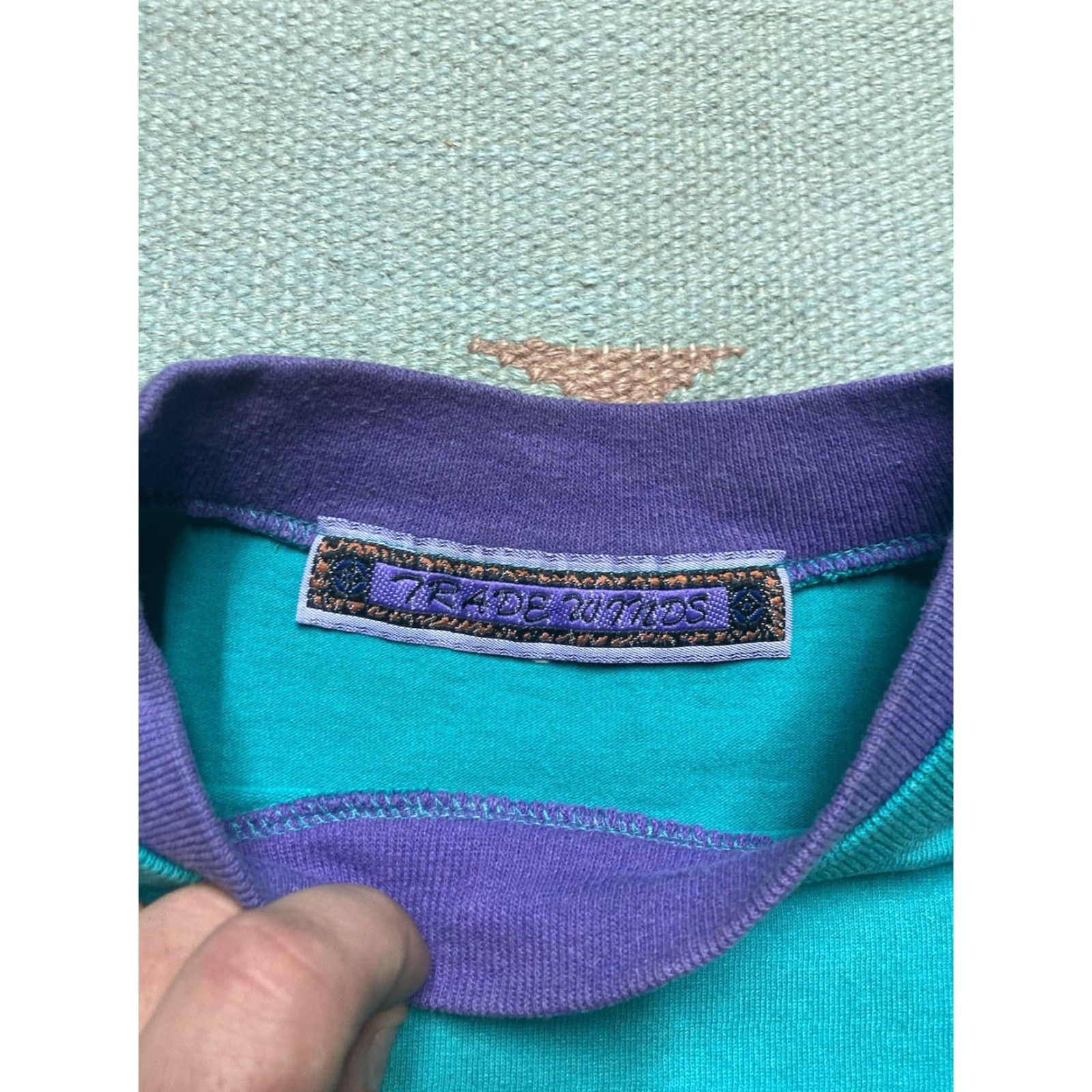 Altea VINTAGE 80s 90s Tradewinds T-Shirt Pocket Teal Purple Stained Boxy Large Men L Size US L / EU 52-54 / 3 - 7 Thumbnail