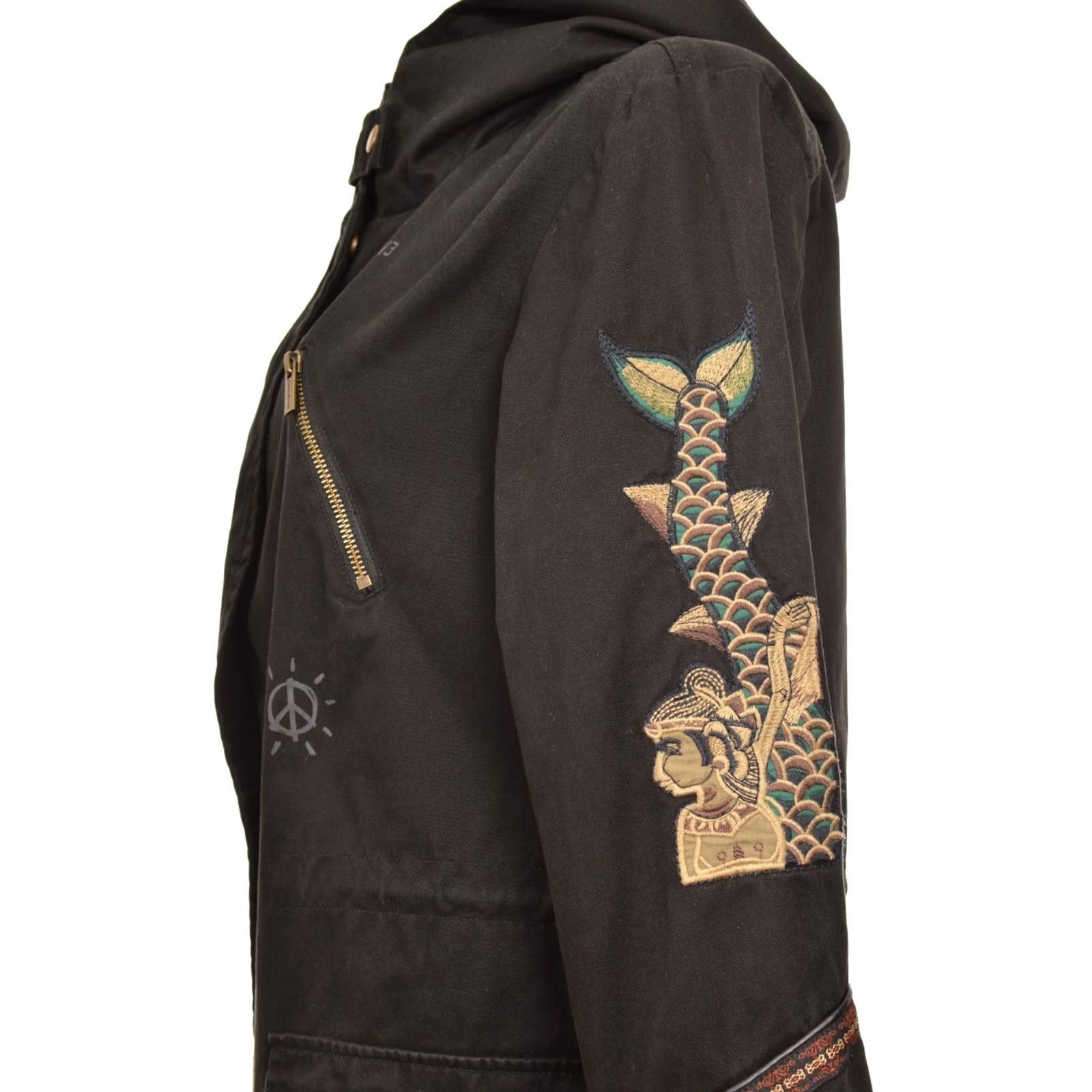 Desigual DDP Desigual Dunia Parka Jacket with Embroidery 20WWEWXA EU 38 Black Womens Size 38 Parka Embroidery Desigual Dunia Parka Jacket Women's 38 Black Size XS / US 0-2 / IT 36-38 - 4 Thumbnail