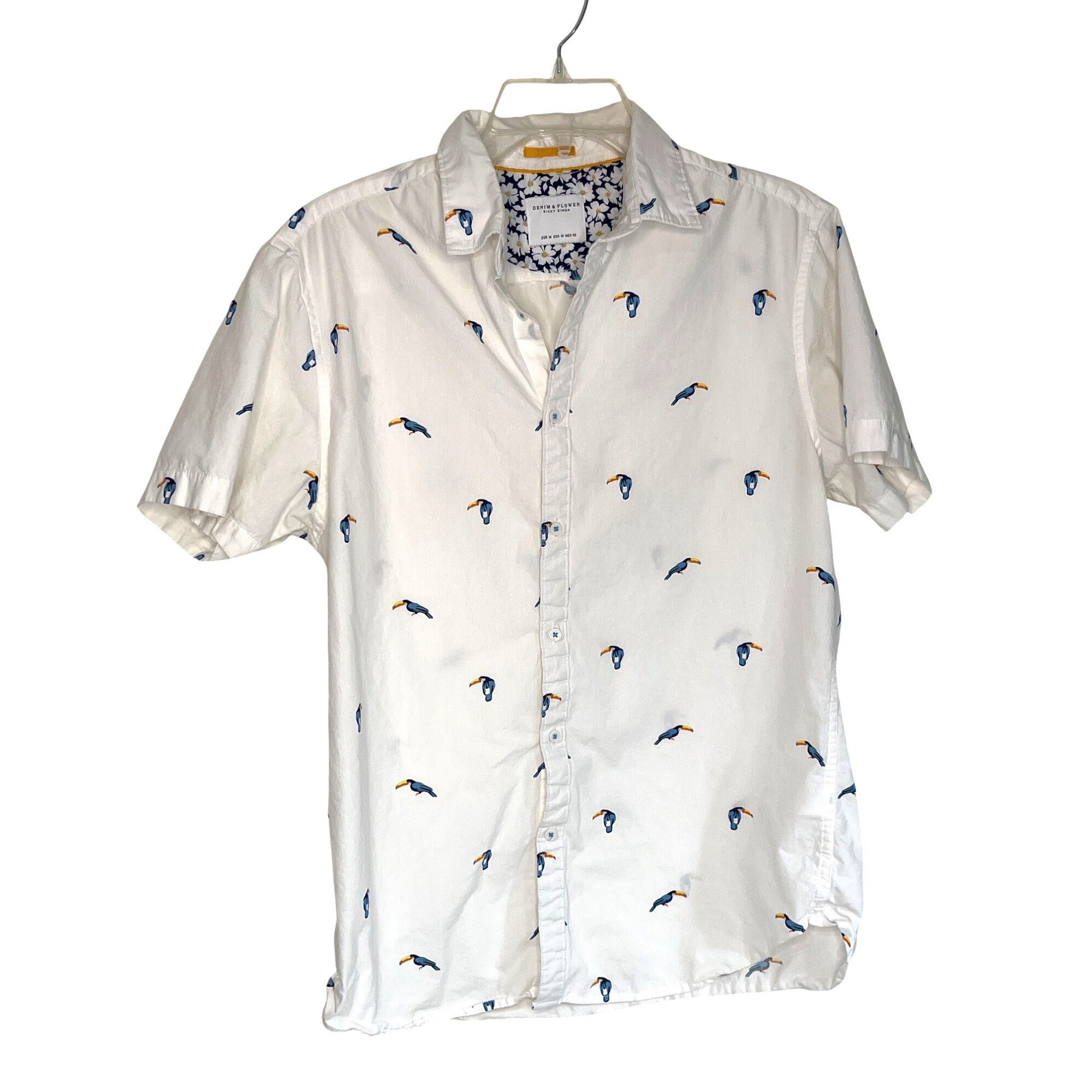 Other Denim & Flower Ricky Singh Mens M White Cotton Toucan Print Size US M / EU 48-50 / 2 - 1 Thumbnail