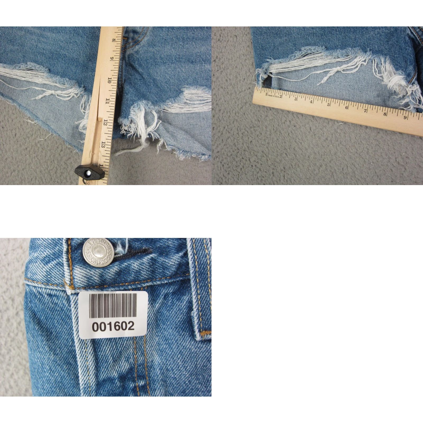 Levi's Levis 501 Jean Shorts Womens 28 Blue Denim Distressed Button Fly Big E Cut Off Casual 5-Pocket 70s 80s 90s Mens Womens Boys Girls Size 28" / US 6 / IT 42 - 9 Thumbnail