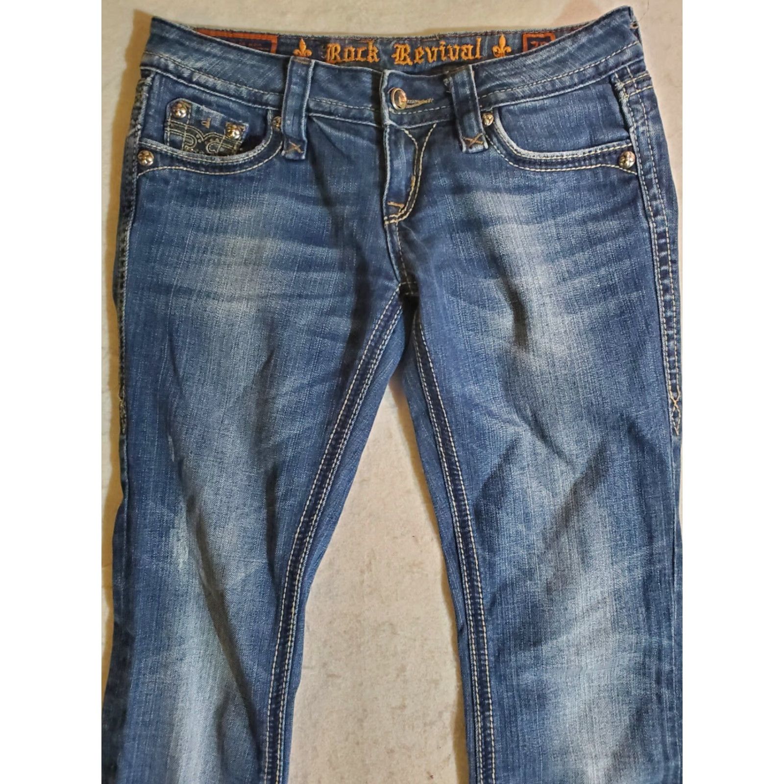 Vintage VINTAGE Rock Revival Jeans Sora Bootcut Embroidered Rhinestone Denim Women's Size 26x33 Blue Cotton Denim Jeans Ladies Regular 26 in inseam 33 in Size 26" / US 2 / IT 38 - 2 Thumbnail