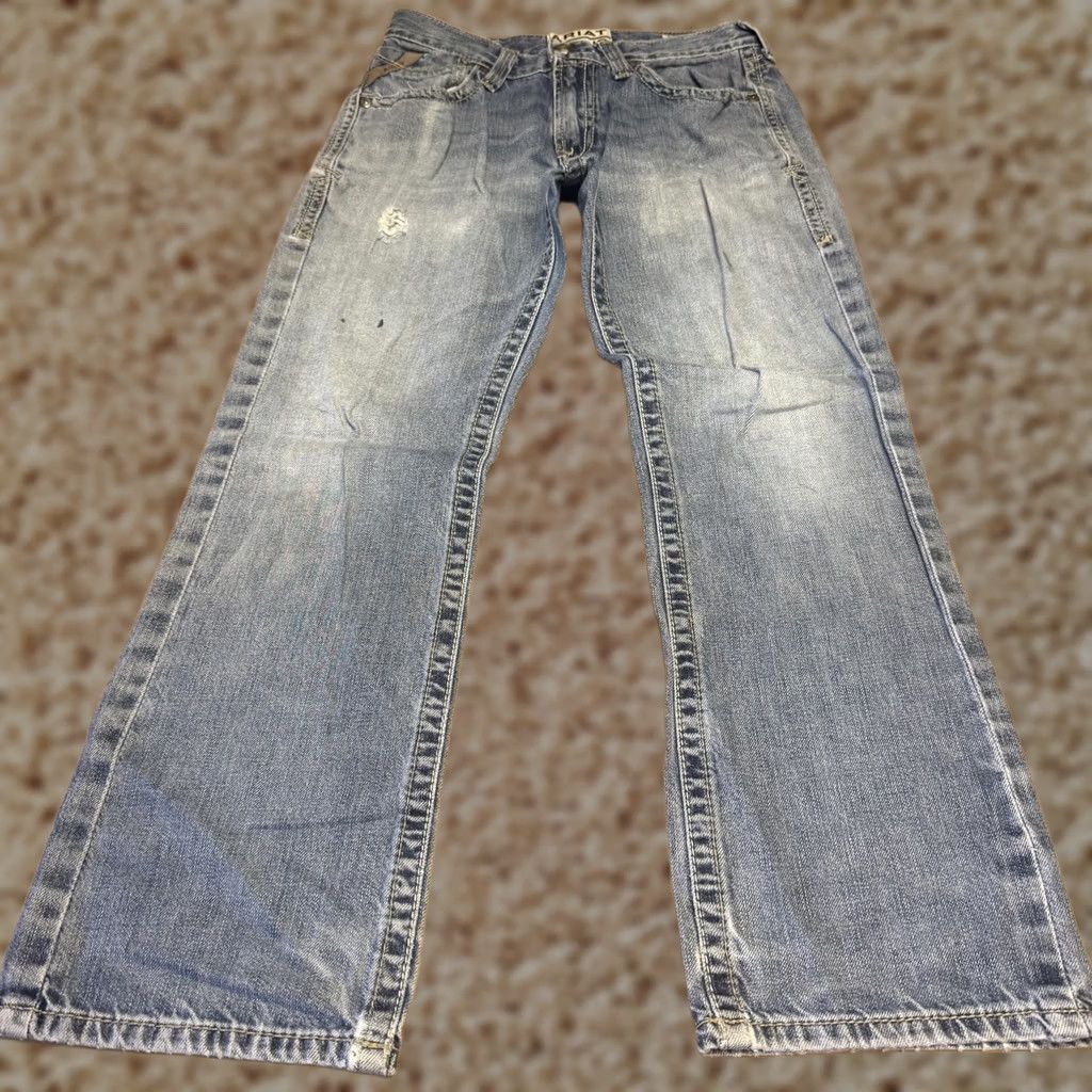 Ariat Ariat M5 Deadrun Arrowhead Straight Leg Jeans Mens 30x29 Blue Light Wash Denim Size US 30 / EU 46 - 1 Thumbnail