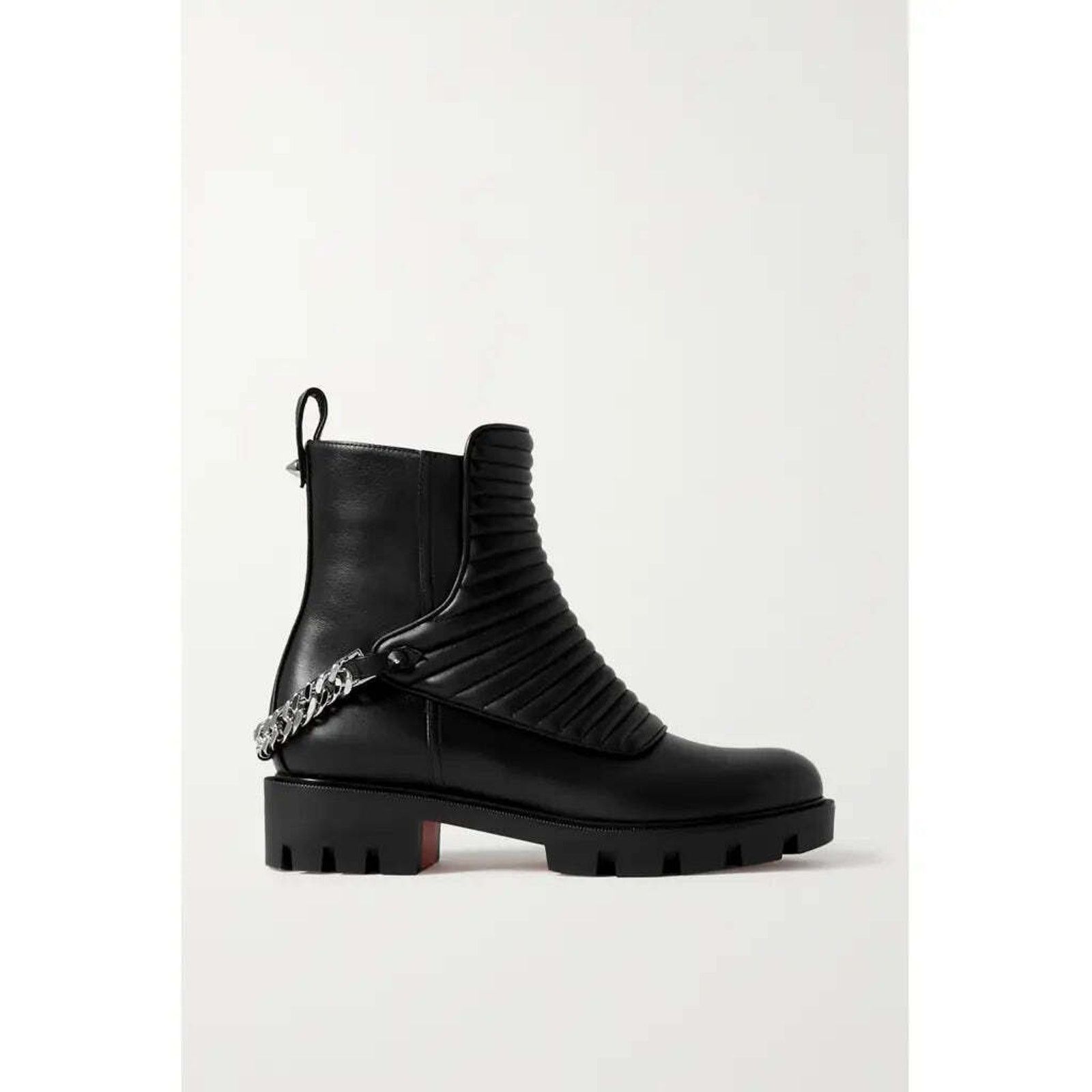 Christian Louboutin Christian Louboutin Maddic Max Flat Calf Black Silver Chain Size US 6 / IT 36 - 3 Thumbnail