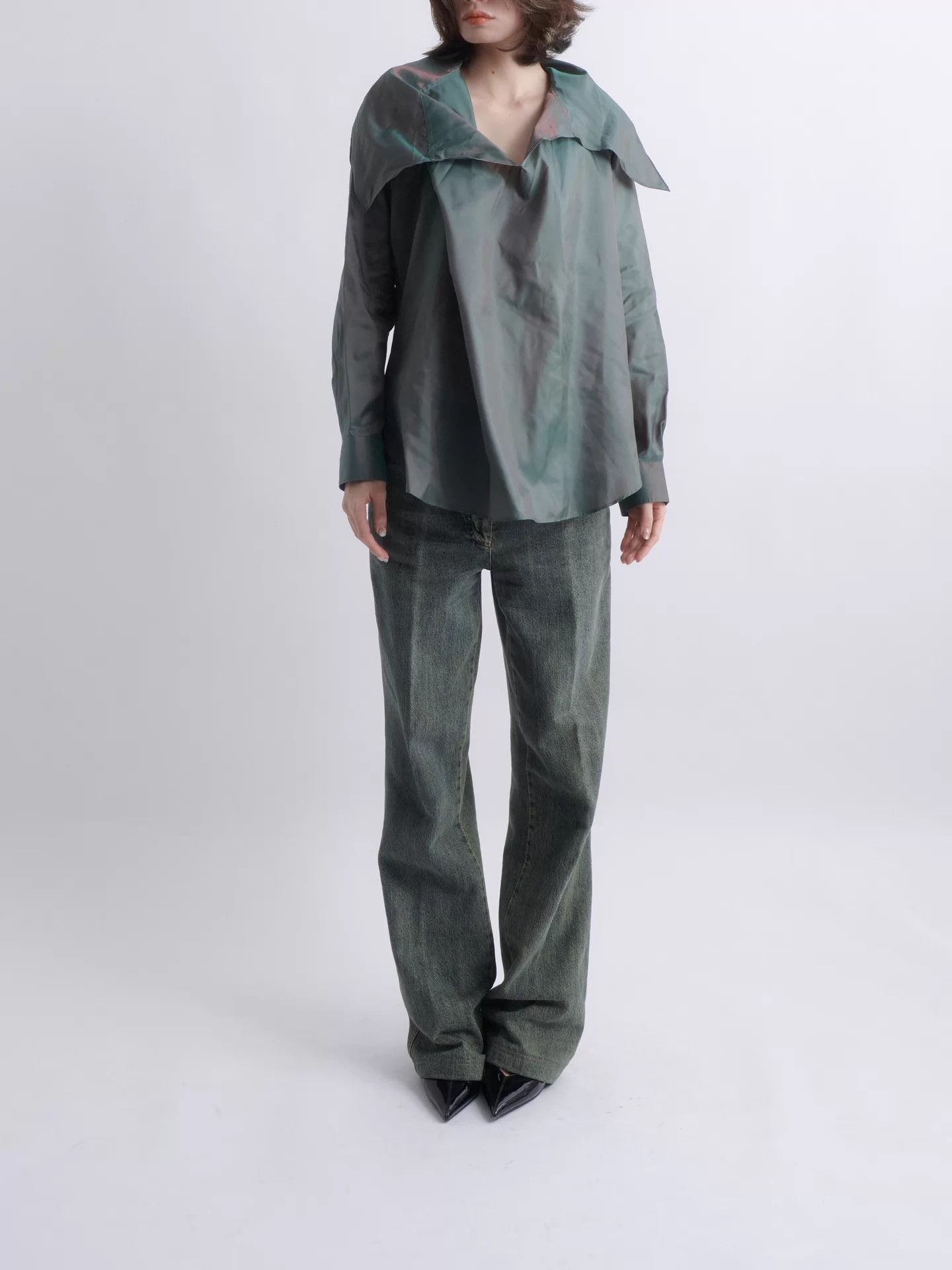 Junya Watanabe JUNYA WATANABE 2003 Experimental Pearl Scarf Collar Shirt Size M / US 6-8 / IT 42-44 - 6 Thumbnail