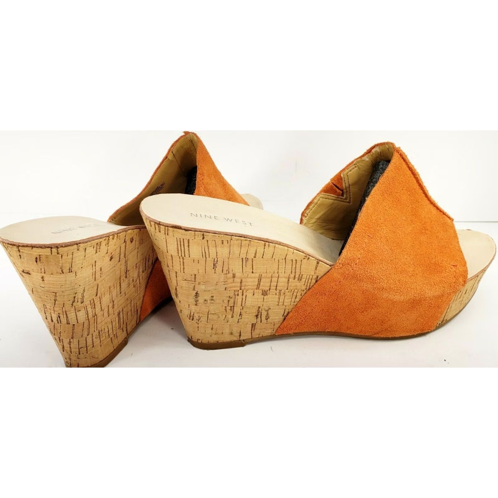 Nine West Nine West Ersiliao Women's Sandals Suede Wedge Mules Orange 9.5M Size US 10 / IT 40 - 3 Thumbnail