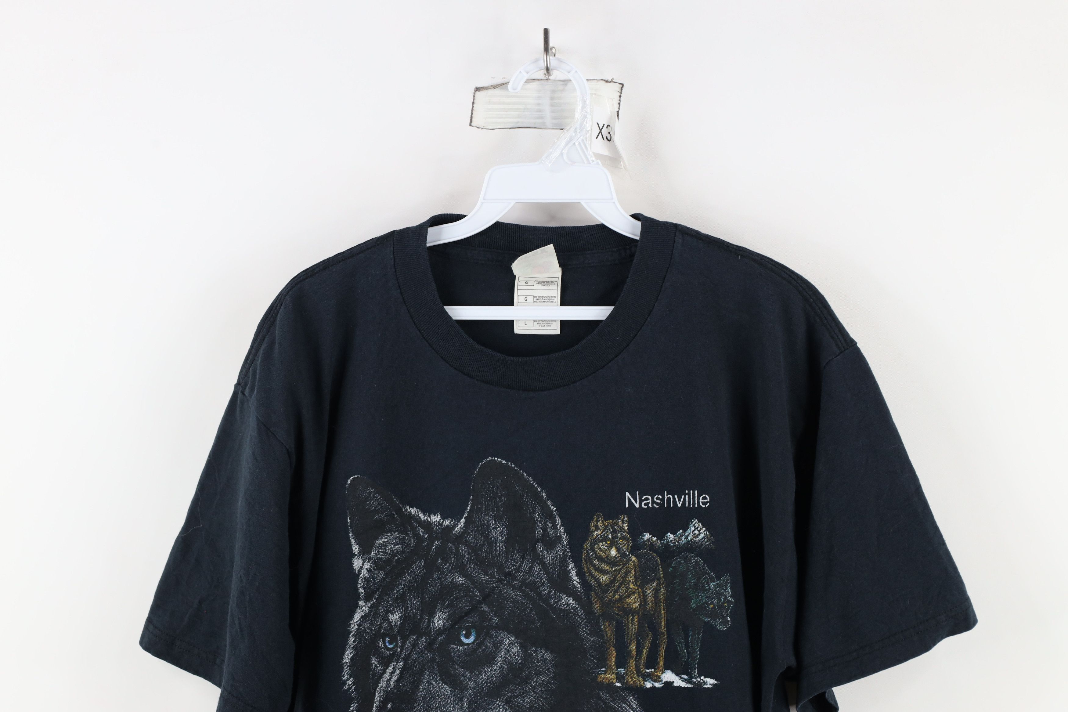 Vintage Vintage 90s Streetwear Out Nashville Wolf T-Shirt Black Size US L / EU 52-54 / 3 - 2 Thumbnail