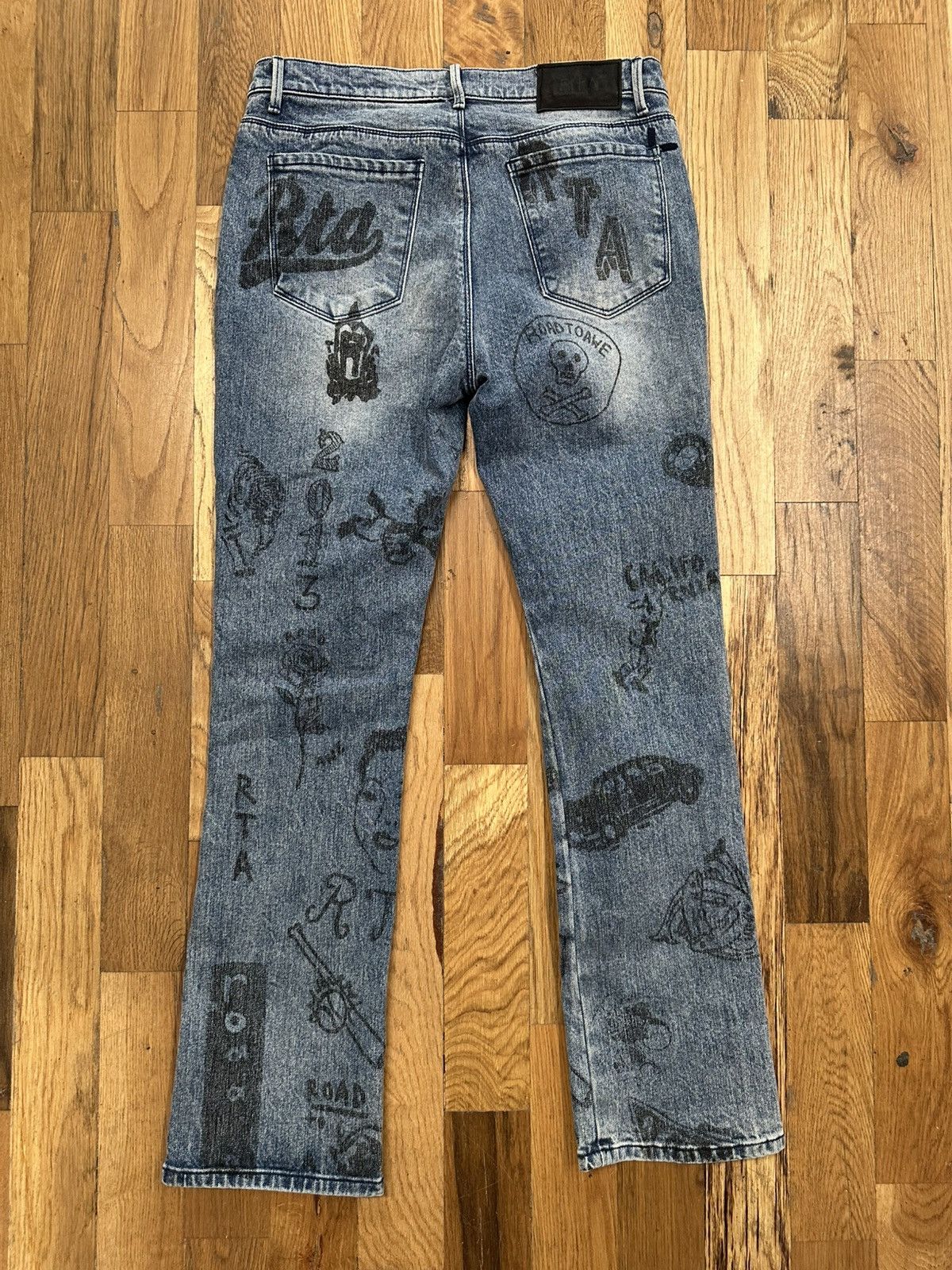 Rta Rta AOP Logos Blue Denim Jeans Size 32 Size US 32 / EU 48 - 2 Thumbnail