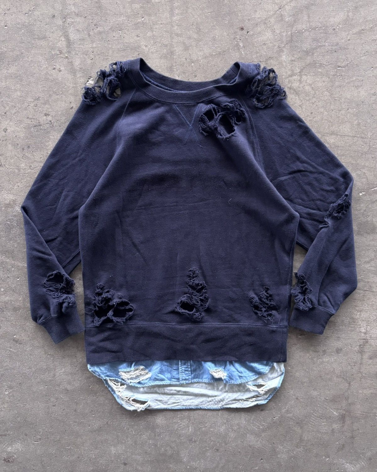 Japanese Brand × Maison MIHARA YASUHIRO Miharayusihiro Trashed Crewneck Size US L / EU 52-54 / 3 - 1 Thumbnail