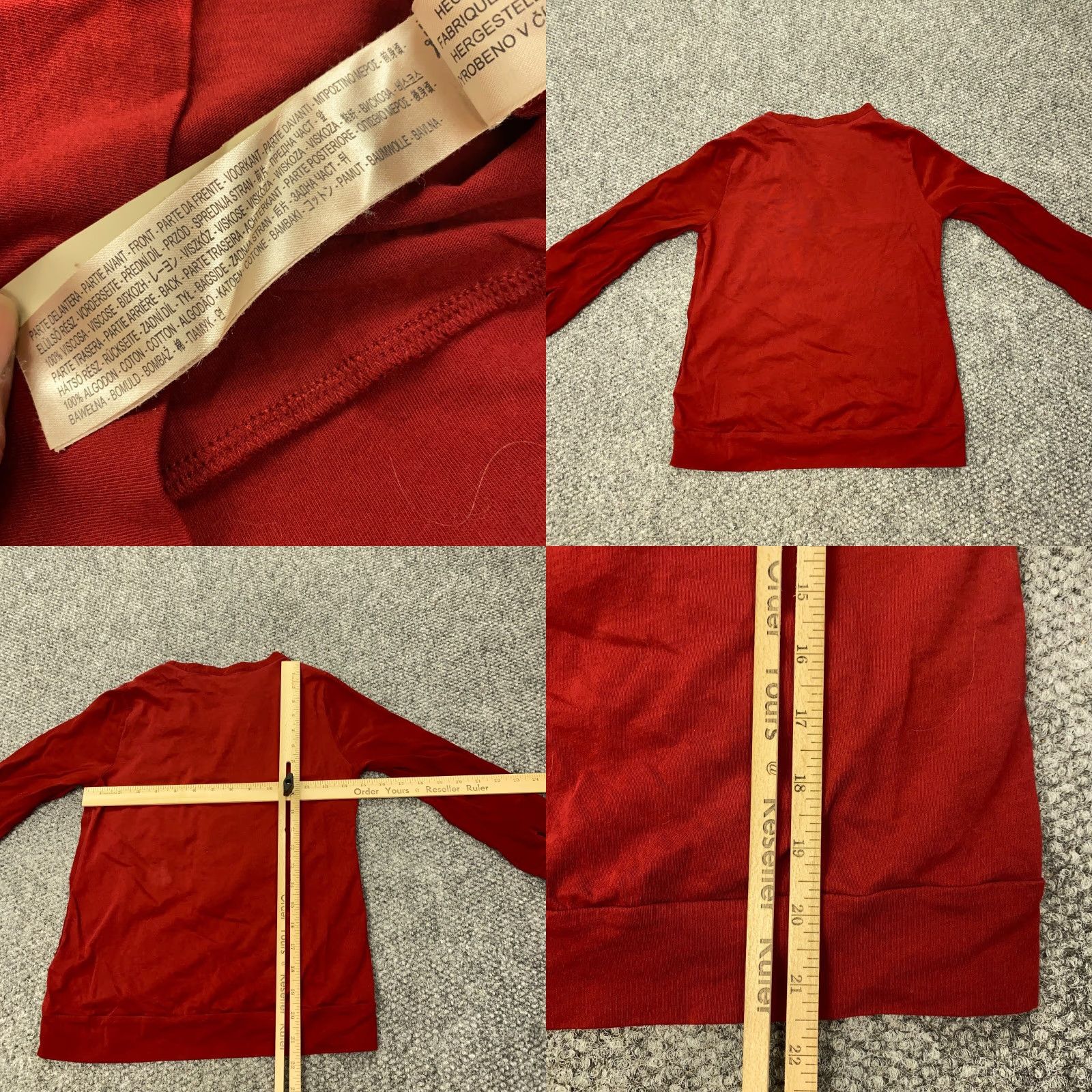 Massimo Dutti VINTAGE Massimo Dutti Womens Shirt XS Red Sleeve V-Neck Stretch Size XS / US 0-2 / IT 36-38 - 8 Thumbnail