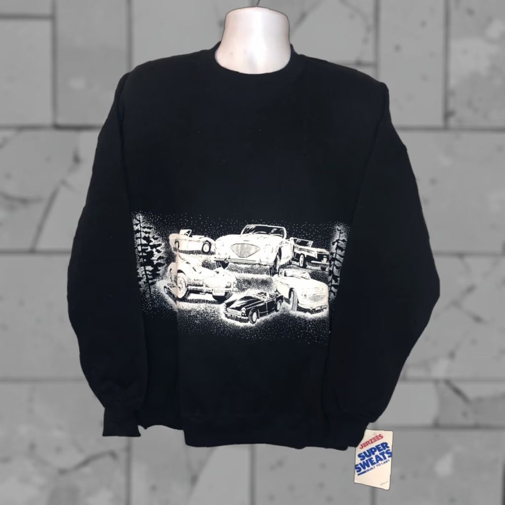Jerzees VINTAGE 1990 Jerzees Super Sweats Sports Car Print Sweat Shirt Mens XL Black NWT/Mens XL Sports Car Car Theme Pullover Size US XL / EU 56 / 4 - 1 Thumbnail