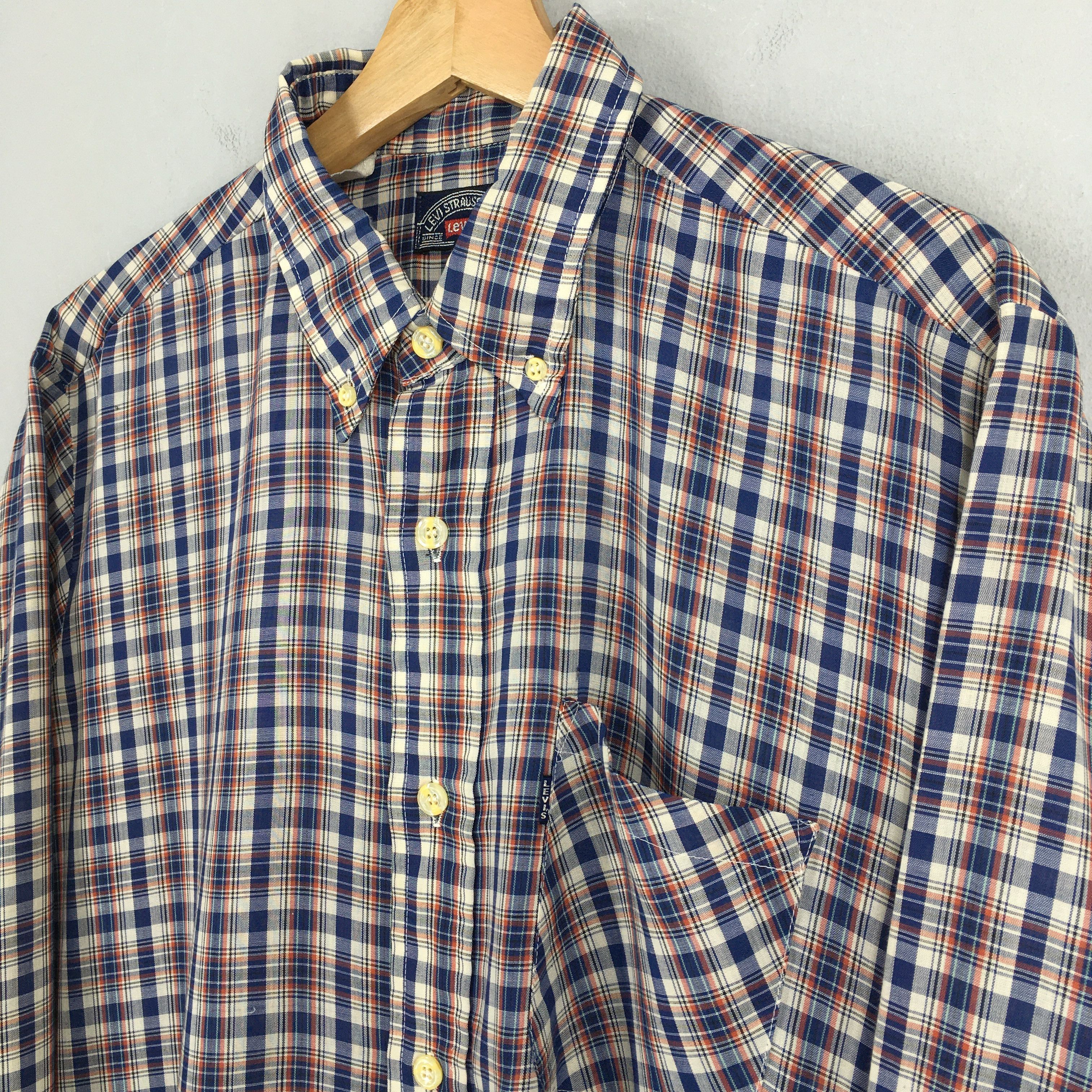 Levi's × Levi's Vintage Clothing × Vintage Vintage 80s Levis Strauss Checkered Flannel Shirt L Size US L / EU 52-54 / 3 - 3 Thumbnail