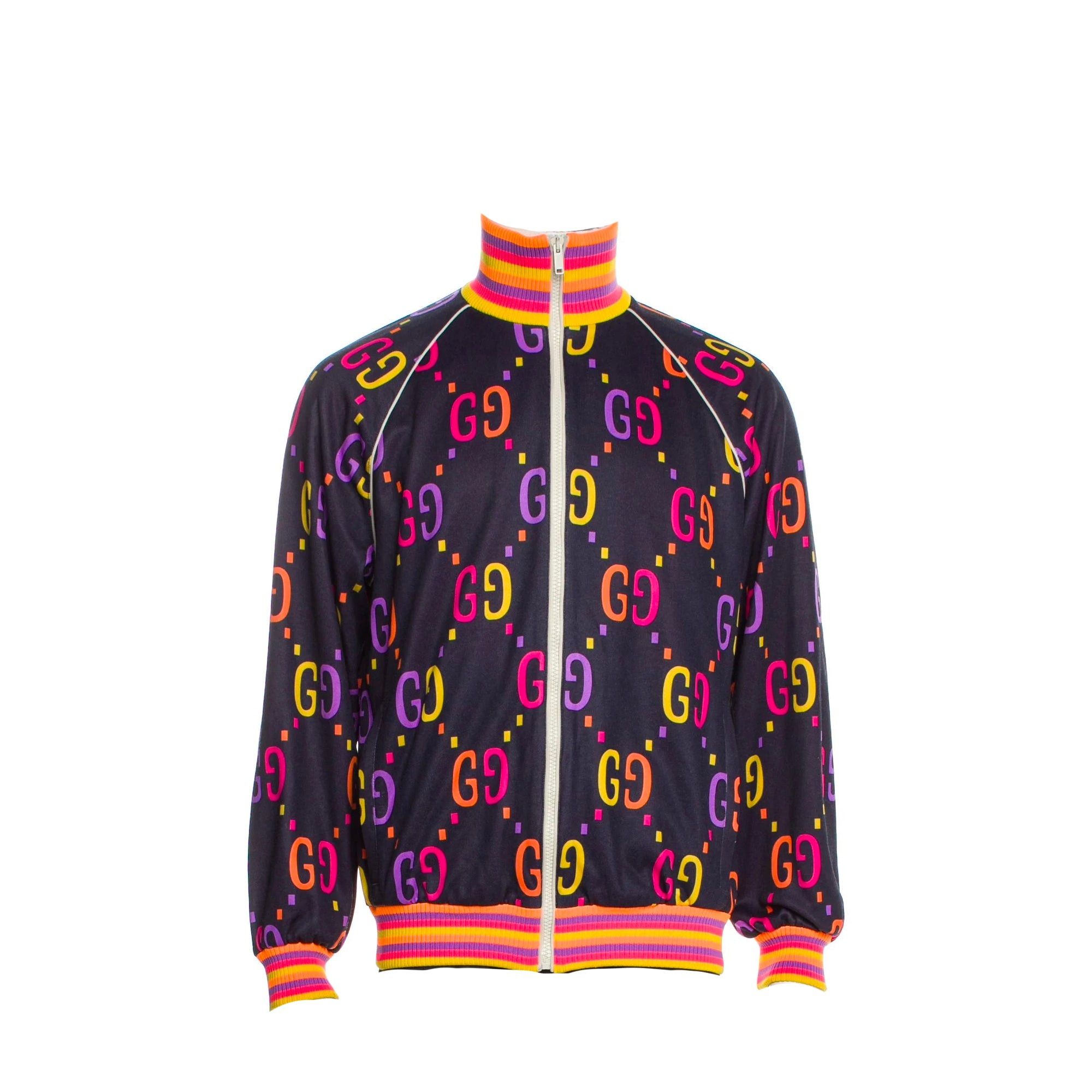 Gucci GUCCI - GG Gucci jacket in navy blue fabric with multicolor monogram (S) Size S / US 4 / IT 40 - 1 Thumbnail
