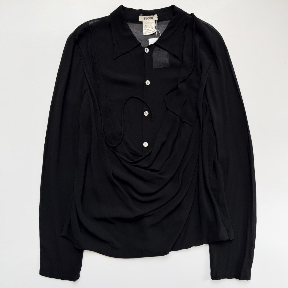 Zucca ZUCCA AW1992 Cowl Draped Layered Mesh Button Shirt Size US M / EU 48-50 / 2 - 2 Thumbnail