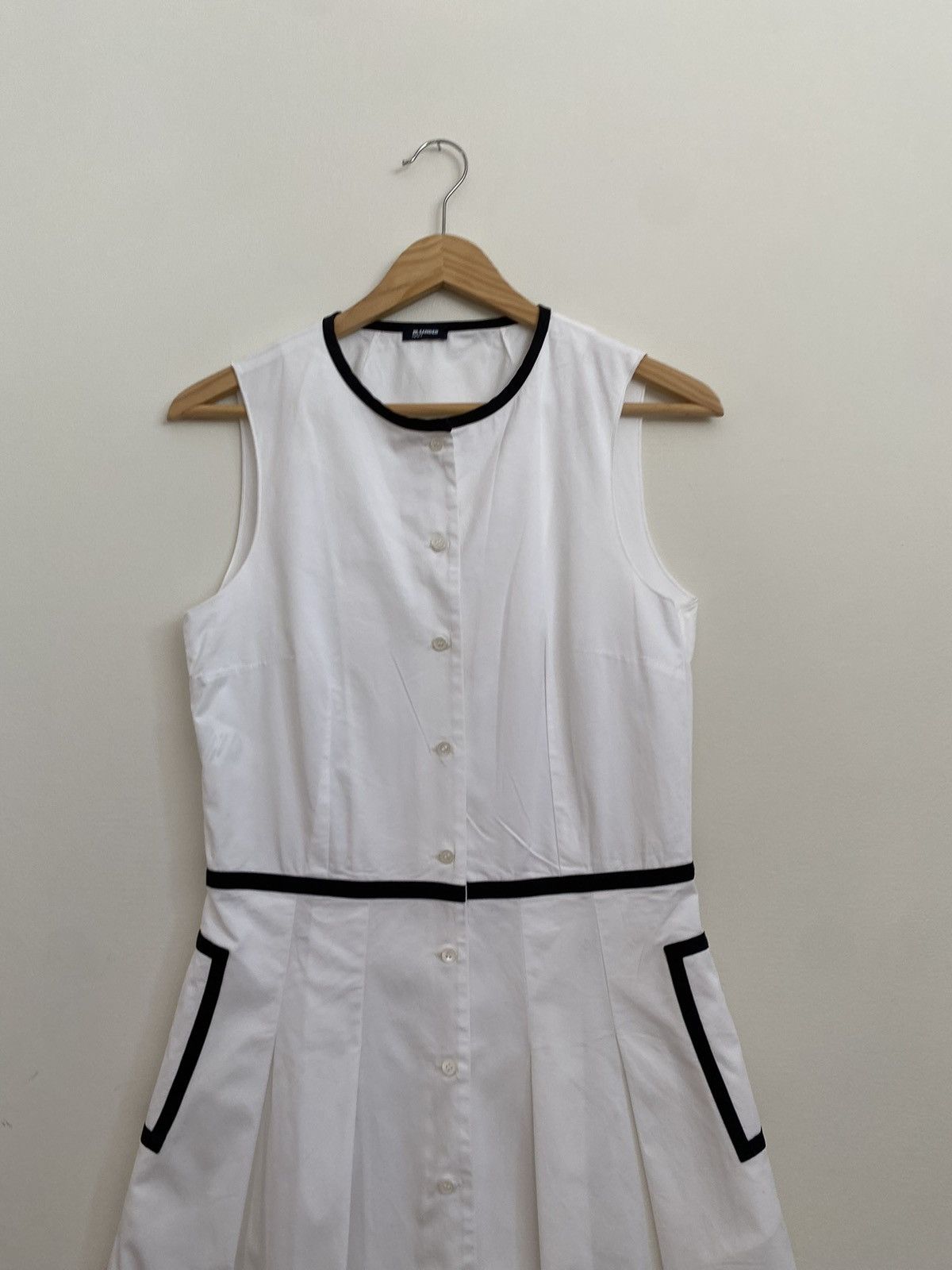Jil Sander JIL SANDER Navy White Sleeveless A-Line Dress Size XXS / US 00 / IT 34 - 7 Thumbnail