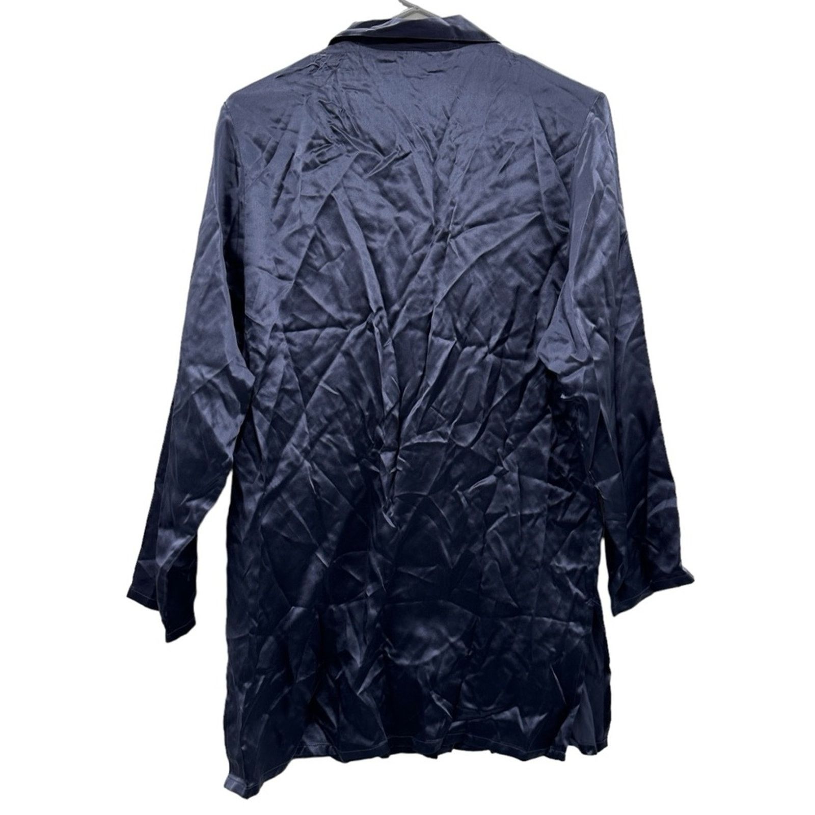 Victoria's Secret Vintage 100% Silk Navy Blue Long Sleeve Button Down Shirt S Size S / US 4 / IT 40 - 4 Thumbnail