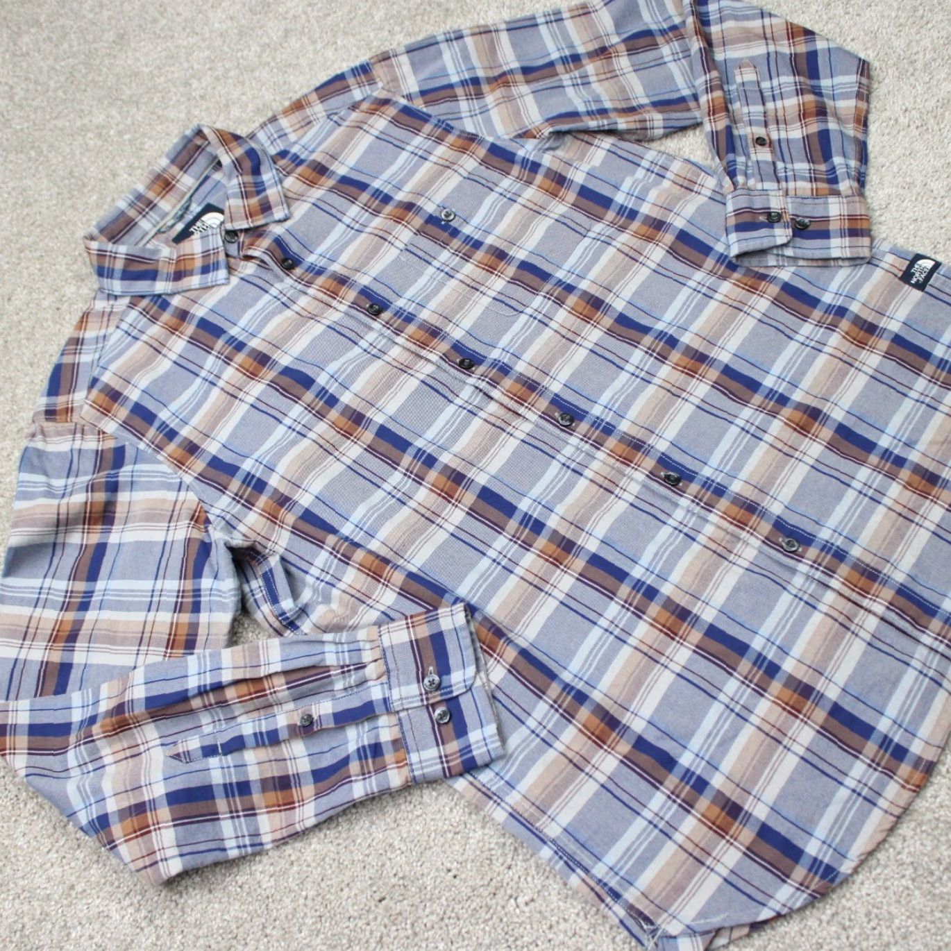 The North Face The North Face Shirt Mens Medium Brown/Blue Plaid Organic Cotton Long Sleeve Size US M / EU 48-50 / 2 - 6 Thumbnail
