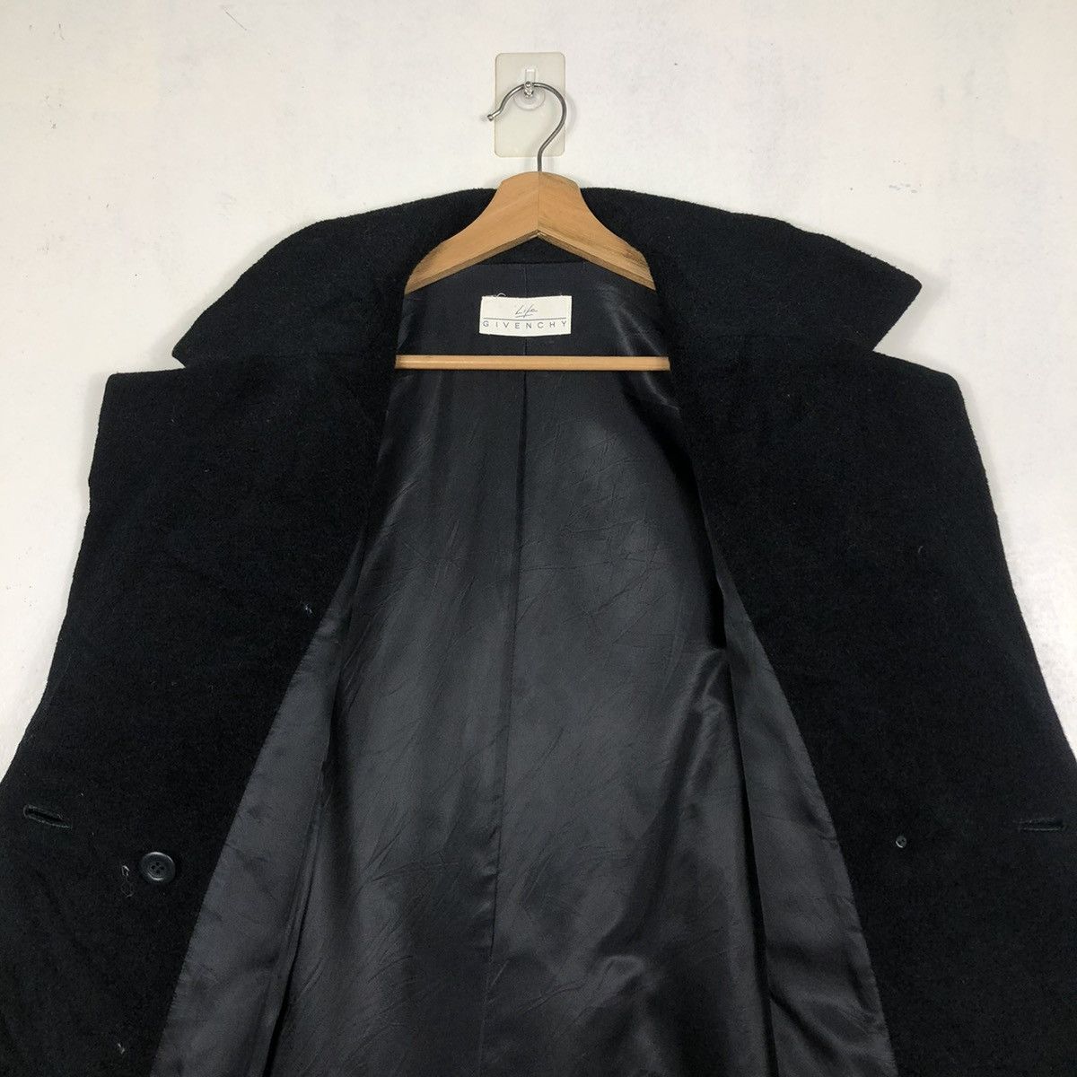Designer × Givenchy × Vintage 📌RICH BLACK DOUBLE COLLAR WOOL LONG JACKET GIVENCHY Size US M / EU 48-50 / 2 - 15 Thumbnail
