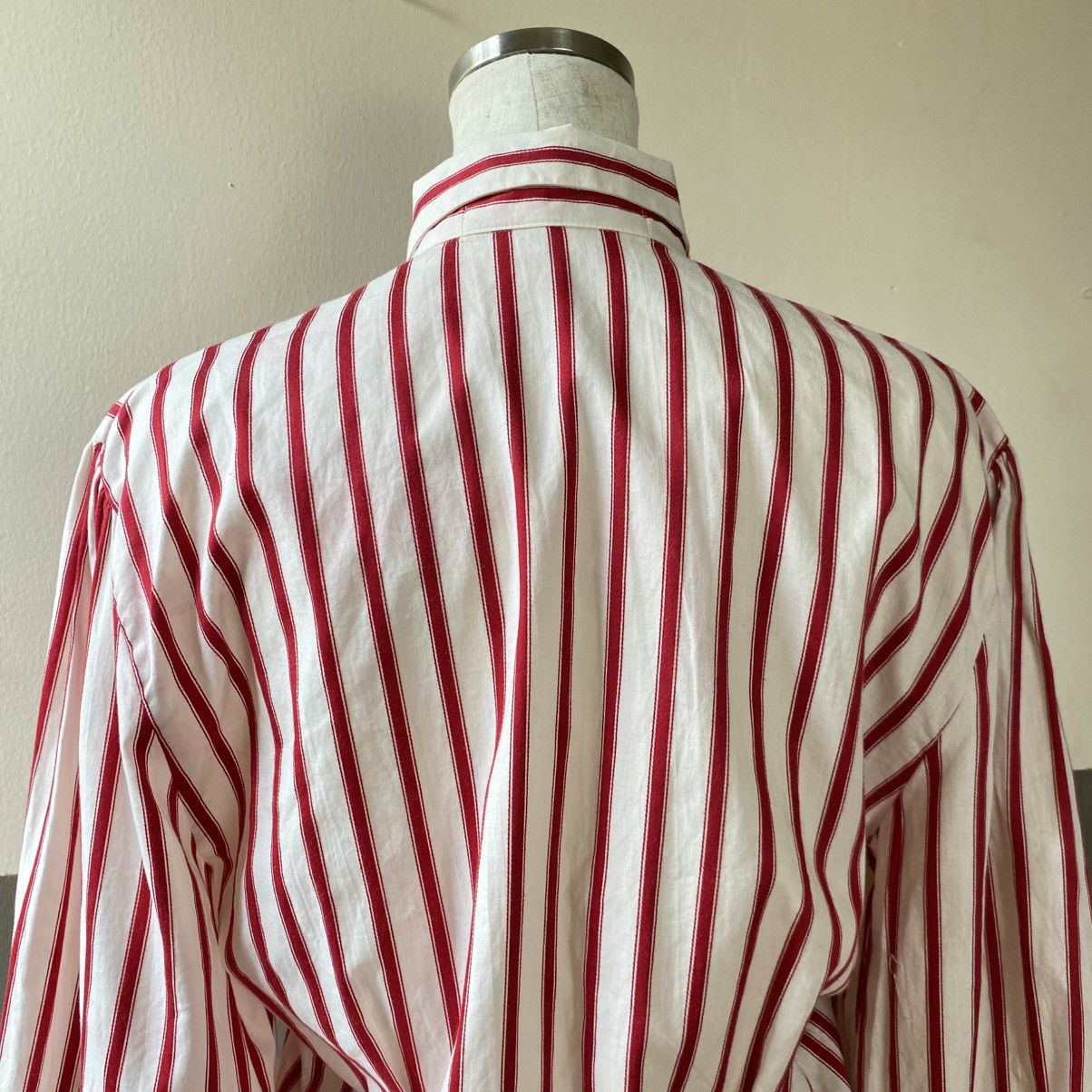 Norma Kamali Norma Kamali Red Striped Long Sleeve Blouse Size L / US 10 / IT 46 - 17 Thumbnail