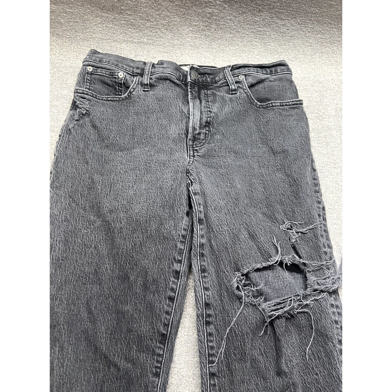 Madewell Madewell Jeans Black Women’s 30T Mid Rise Distressed Vintage Straight Inseam 30 in 32 waist Size 30" / US 8 / IT 44 - 2 Thumbnail