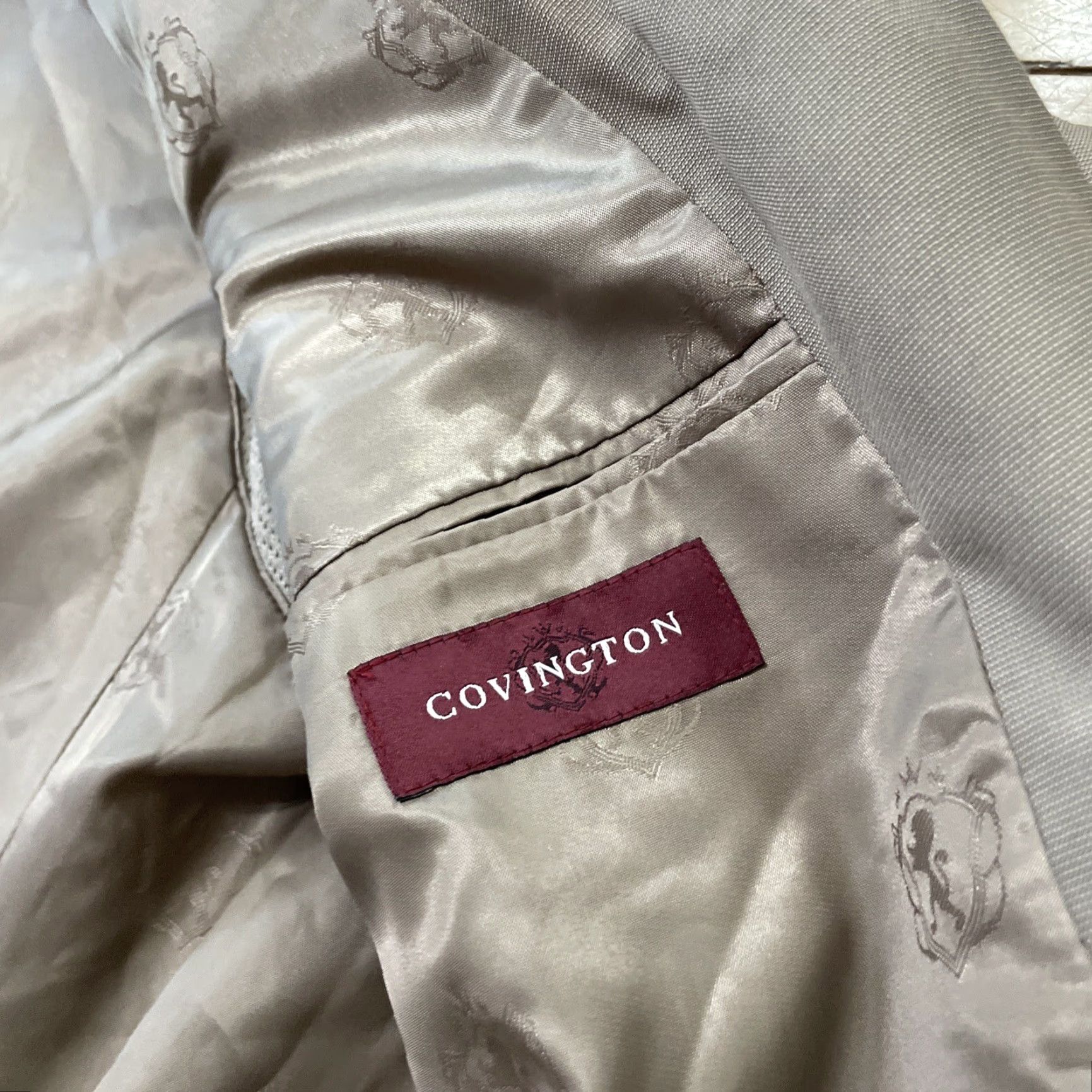 Vintage VINTAGE Covington Blazer Jacket Men 42 Tan Beige 2-Button Modern Coat Sport 42 R Size 42R - 5 Thumbnail