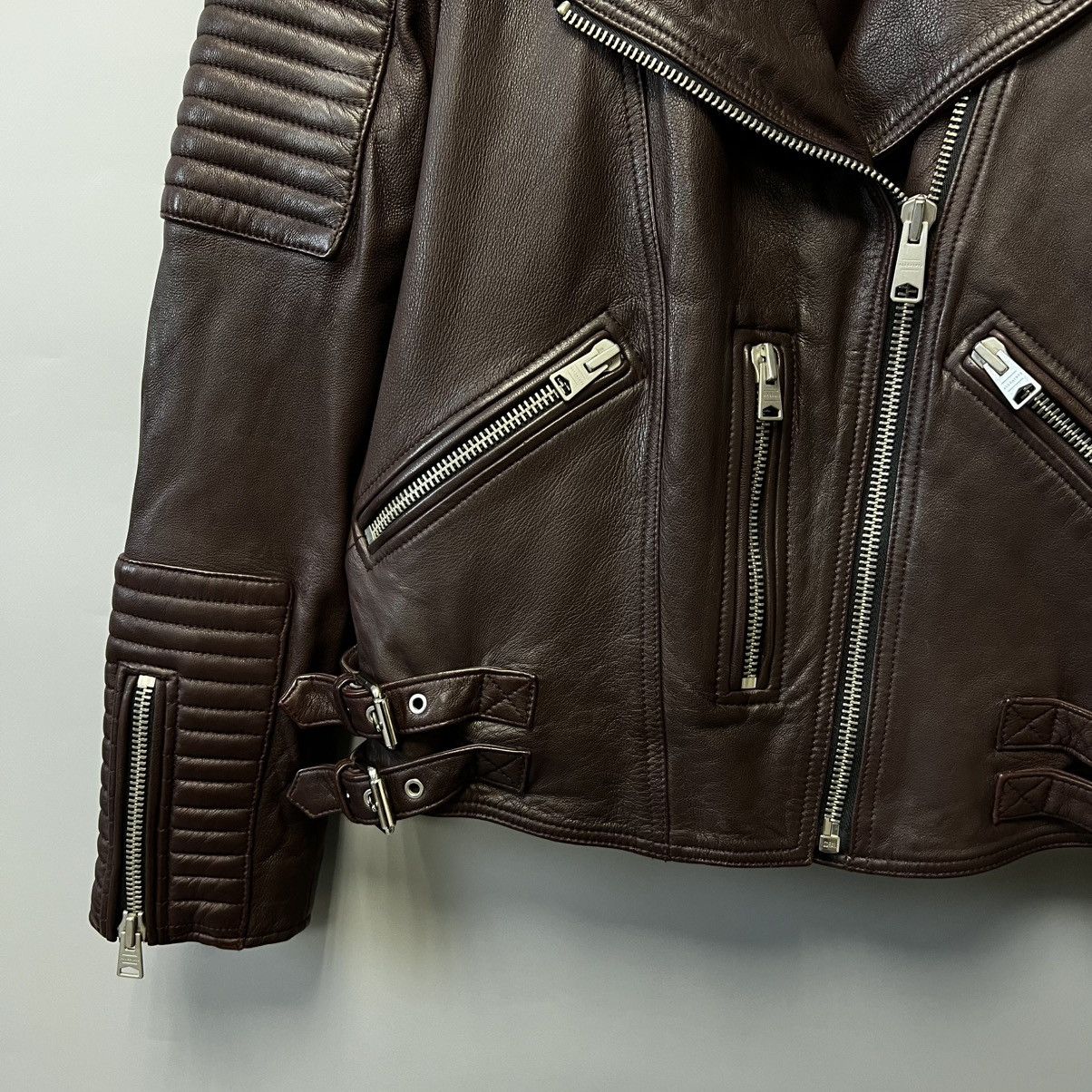 Allsaints AllSaints Estella Leather Biker Jacket Brown/Chocolate Lamb Size M / US 6-8 / IT 42-44 - 11 Thumbnail