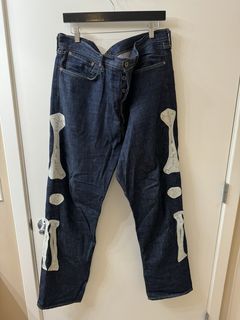 Skeleton jeans made from scratch, 54 bones individually cut and