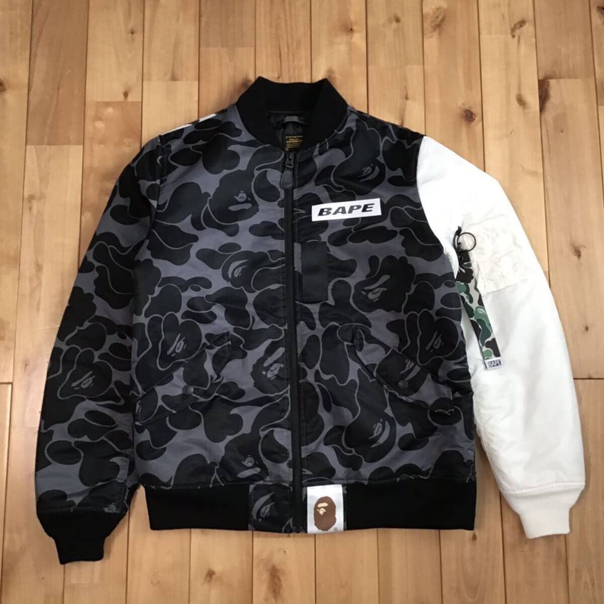 BAPE STA LOGO MA-1 Bomber Jacket black camo a bathing ape