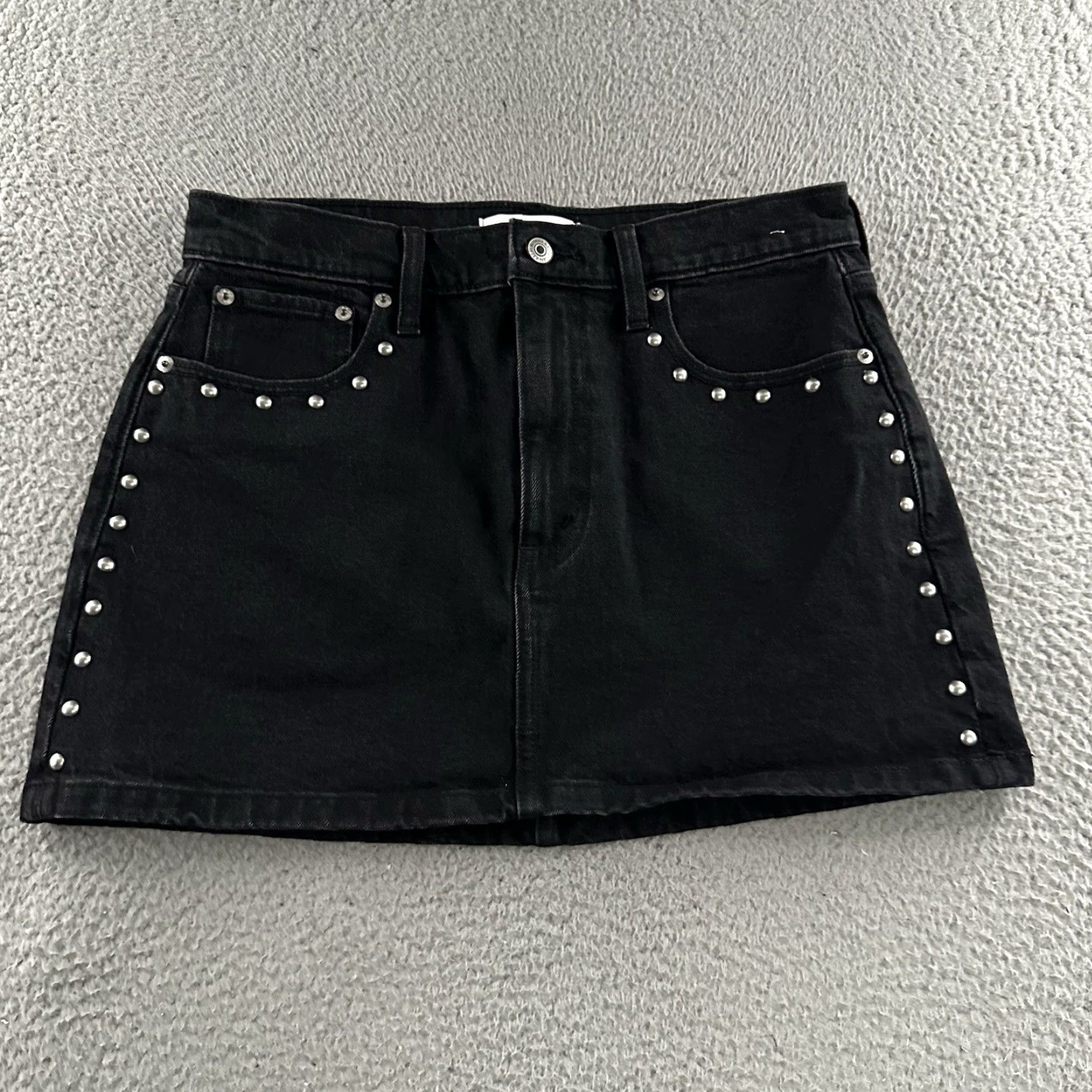 Abercrombie & Fitch Abercrombie & Fitch Womens Mini Skirt Black Size 29 High Rise Denim Studded (Stretch) - Regular Skirt, Short, Women's Fashion Size 29" - 2 Thumbnail