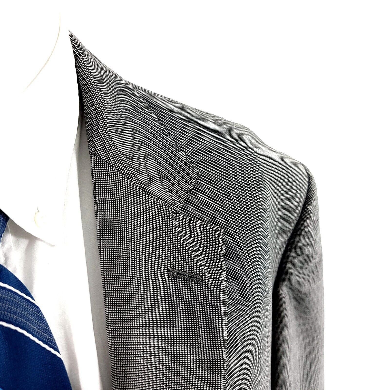 Pronto Uomo Pronto Uomo Signature Super 120s Wool 2 Button Blazer Gray N Size 46L - 2 Thumbnail