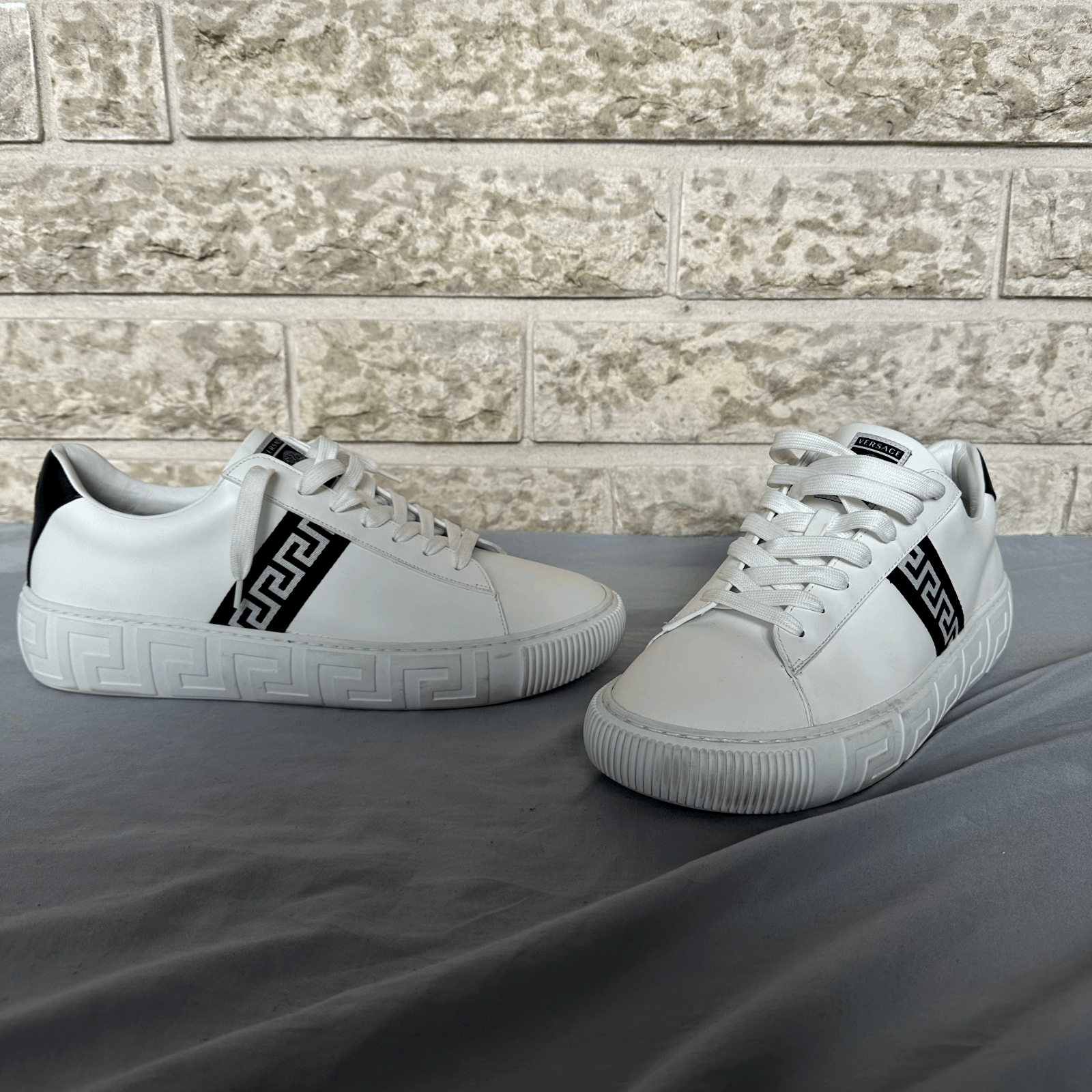 Versace Versace Greca Shoes White With Black Accents Size 14 Retail Size US 14 / EU 47 - 1 Thumbnail
