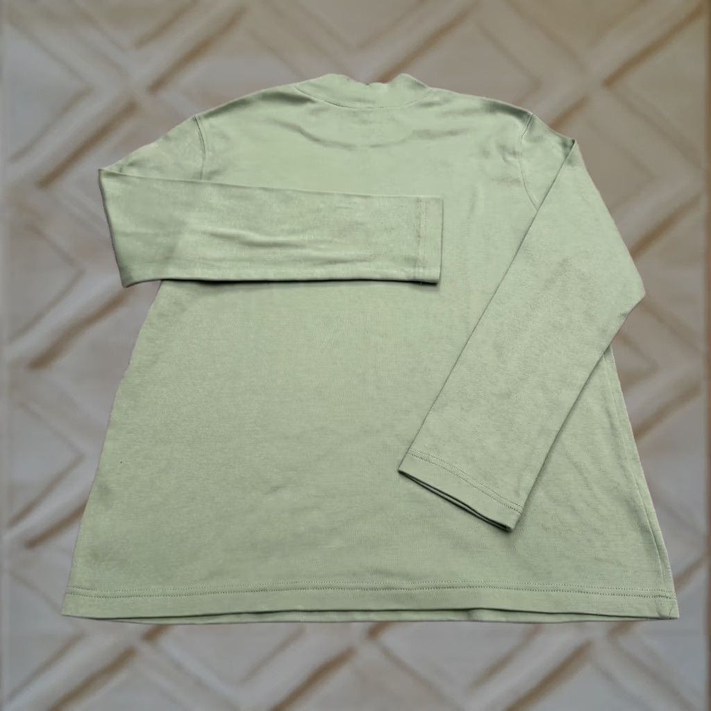 Blair Blair Shirt Womens Large Sage Green Mock Neck Long Sleeve Embroidered Logo Top Size L / US 10 / IT 46 - 1 Thumbnail
