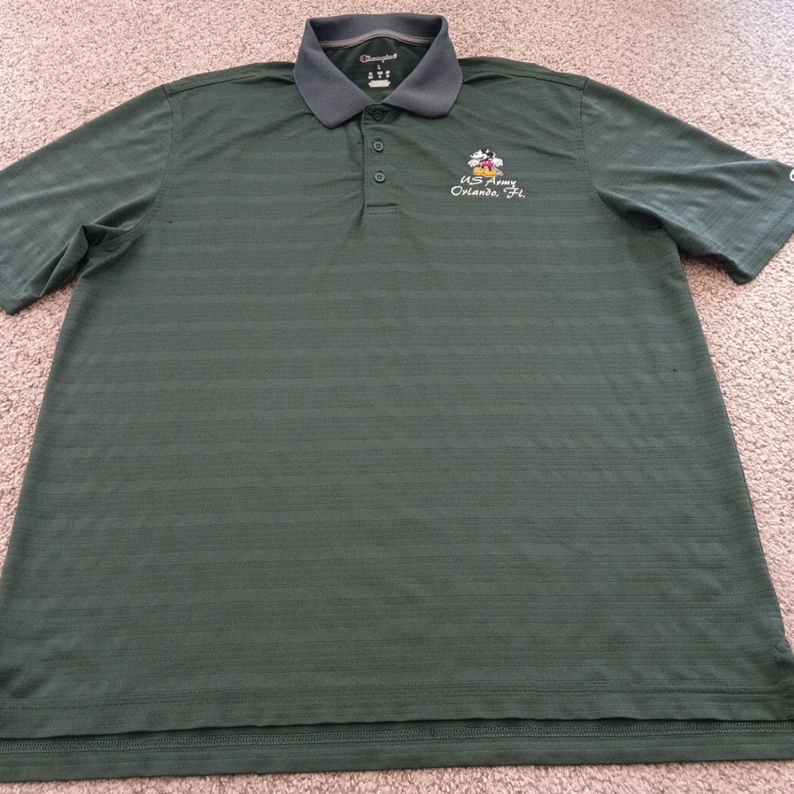 Champion Champion Polo Shirt Mens L Green Striped Mickey US Army Orlando Short Sleeve Size US L / EU 52-54 / 3 - 6 Thumbnail