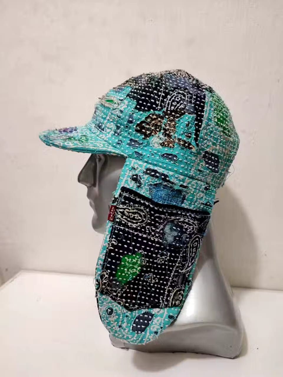 Handmade Custom Made Distressed Patchwork Trapper Ninja Hats Boro Size ONE SIZE - 17 Thumbnail