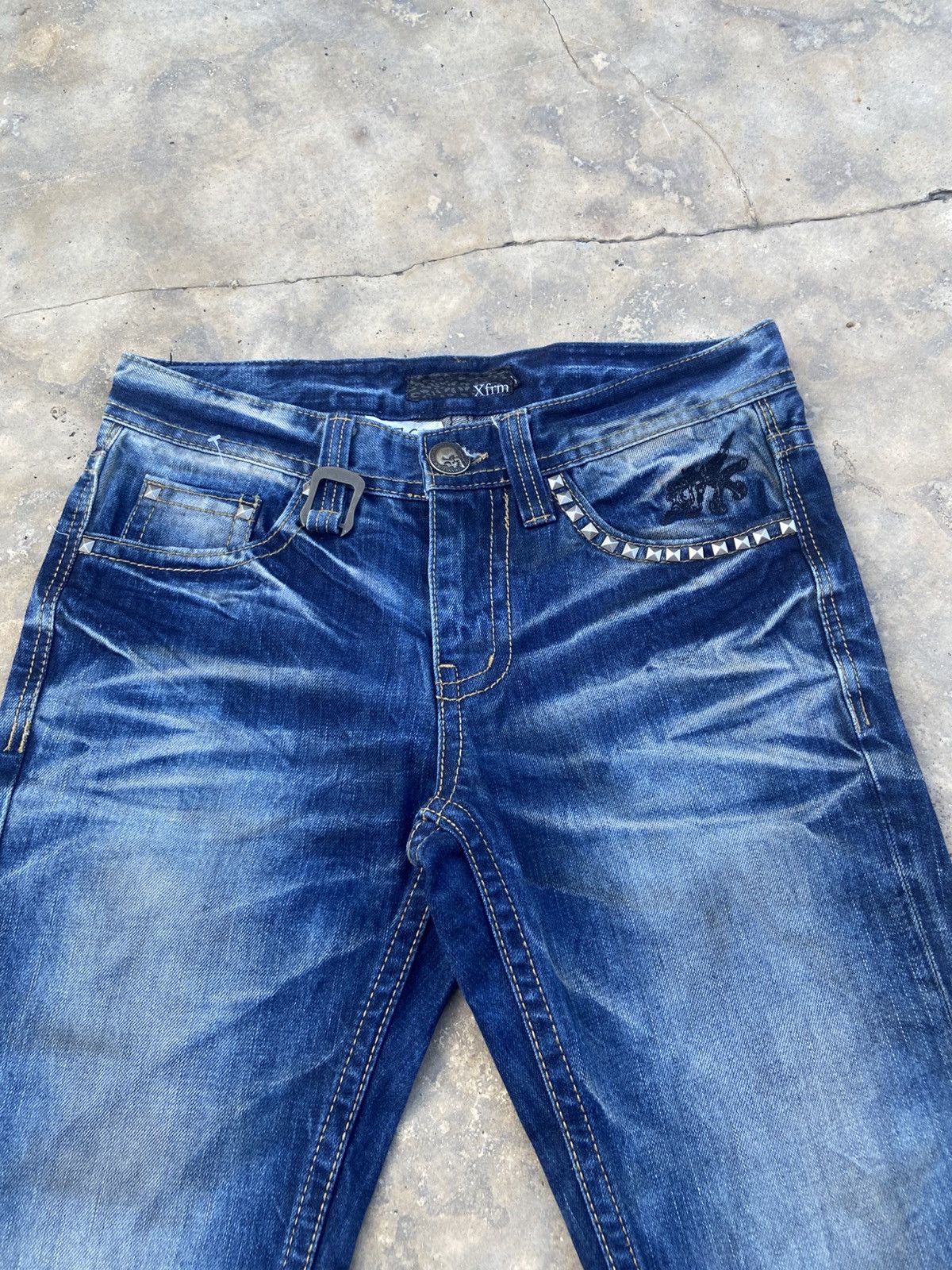 Japanese Brand VINTAGE XFRM SKULL DESIGN AND STUD FLARE PANT Size US 31 - 3 Thumbnail