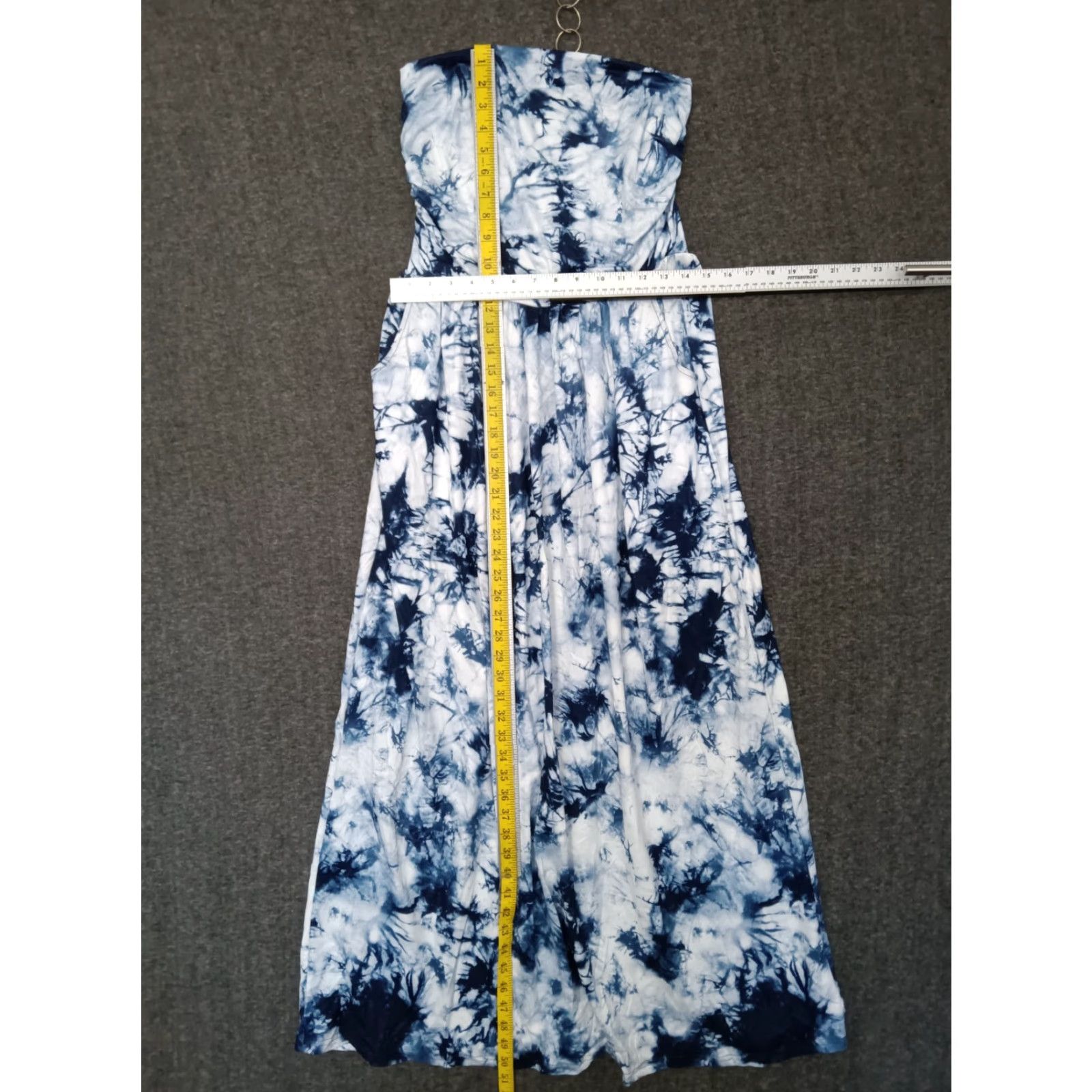 Vintage Glory Star Dress L Tie Dye Blue Boho Faux Wrap Sleeveless Under Shoulder Dress Size L / US 10 / IT 46 - 4 Thumbnail