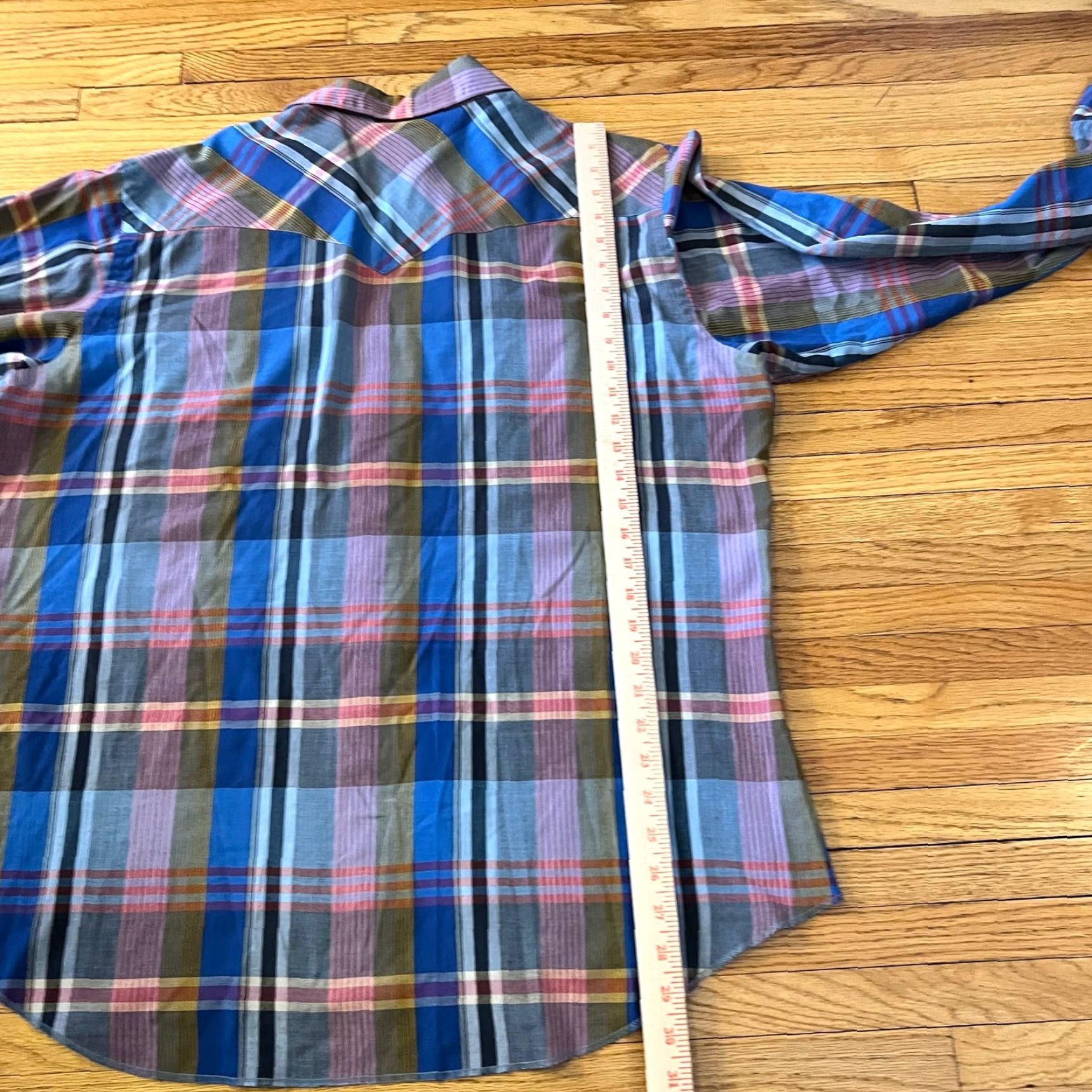 Wrangler Wrangler Shirt Mens 17 1/5 36 Cowboy Cut X-Long Tails Long Sleeve Pearl Snap Pink 17.5 Regular Long Sleeve Mens Size US XXL / EU 58 / 5 - 7 Thumbnail