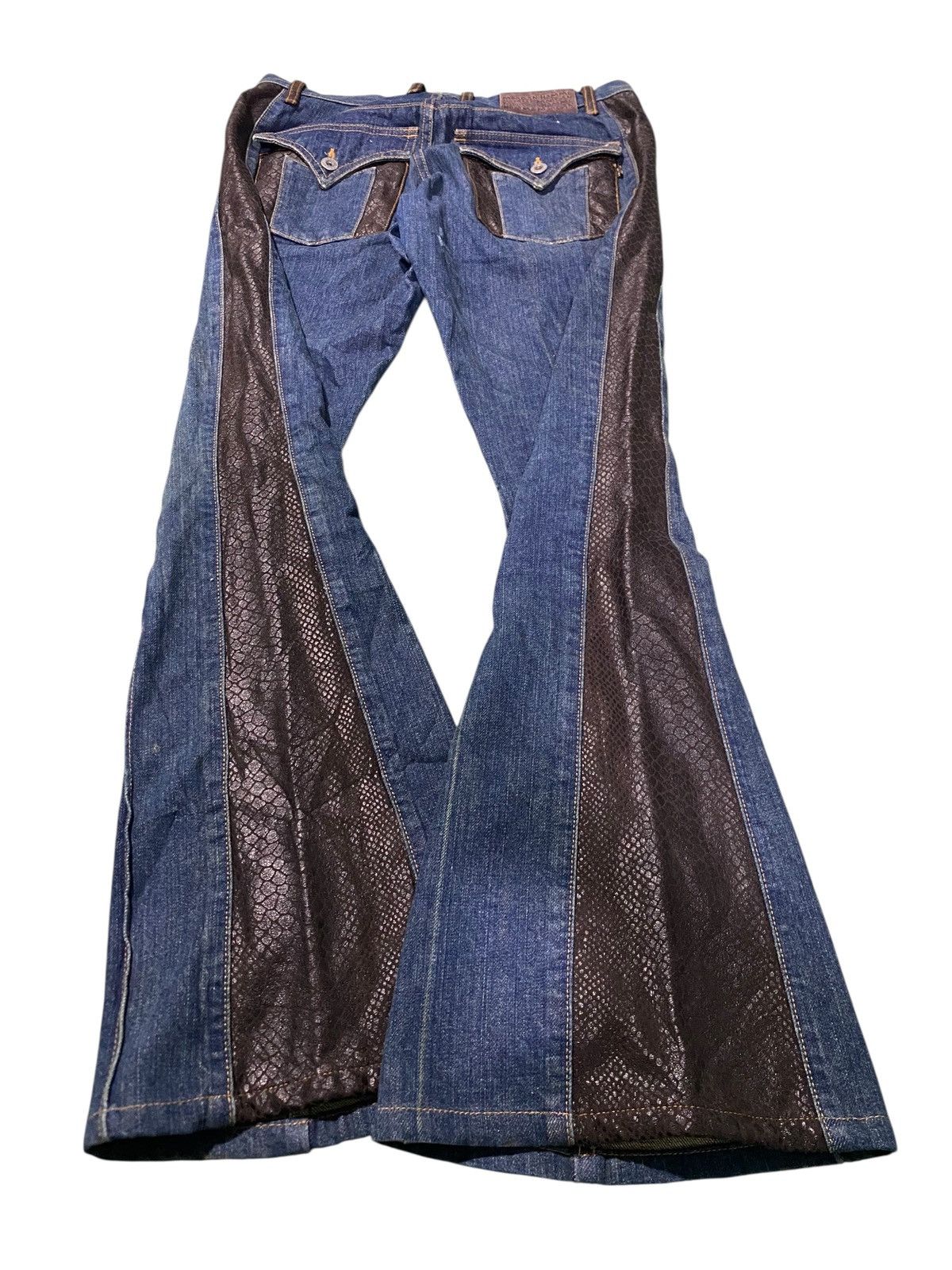 Morgan Homme Morgan Homme Denim Jeans snake Leather Biker Flare Bootcut Size US 32 / EU 48 - 8 Thumbnail