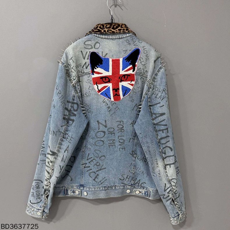 Gucci Gucci Hand-painted graffiti bobcat rivet denim jacket Size US L / EU 52-54 / 3 - 3 Thumbnail