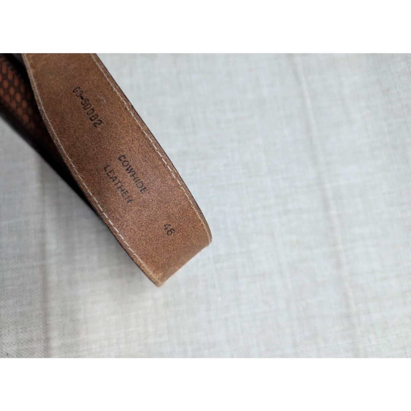Vintage VINTAGE Western Belt 1-1/2" Basketweave Tooled Buckle West 46 Brown Leather Cowboy Belt Mens Size 46 - 5 Thumbnail