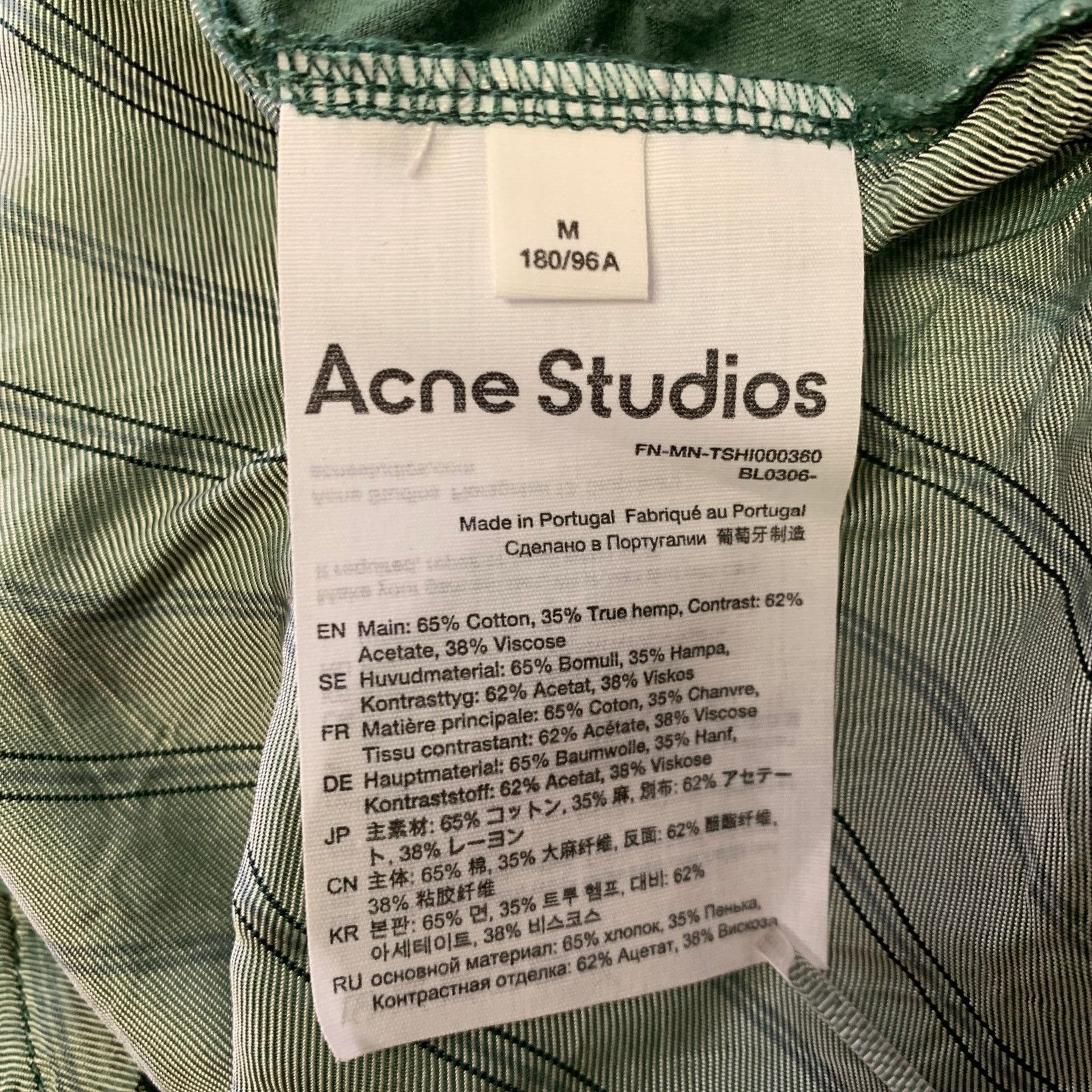 Acne Studios ACNE Size M Green Mixed Patterns Cotton Hemp Henley Size US M / EU 48-50 / 2 - 5 Thumbnail