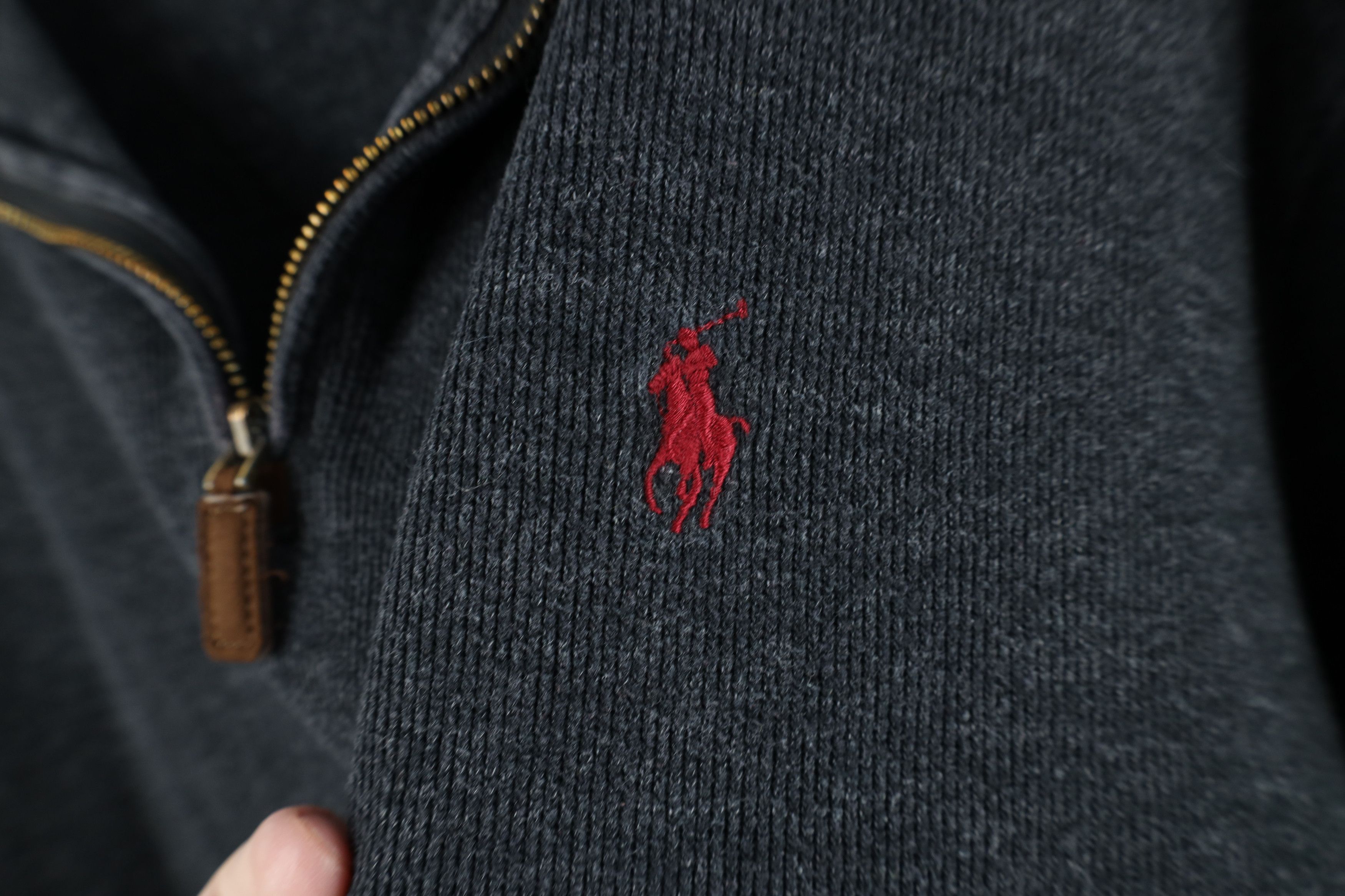 Ralph Lauren Vintage Ralph Lauren Ribbed Knit Half Zip Sweater Gray Size US L / EU 52-54 / 3 - 4 Thumbnail