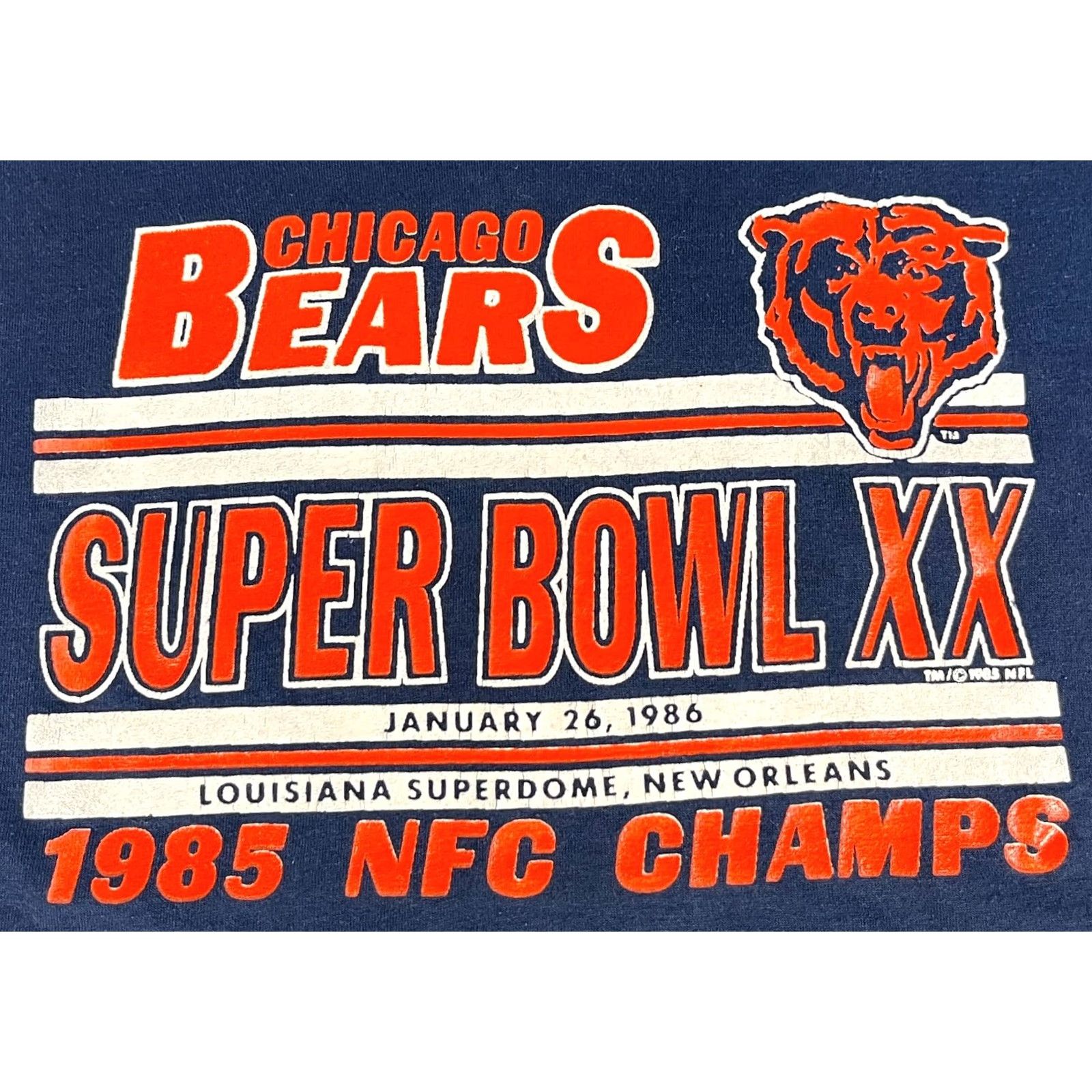 Vintage Vintage Chicago Bears Super Bowl XX NFC Champs T-Shirt M Size Blue 80s Mens Shirt Size US M / EU 48-50 / 2 - 3 Thumbnail