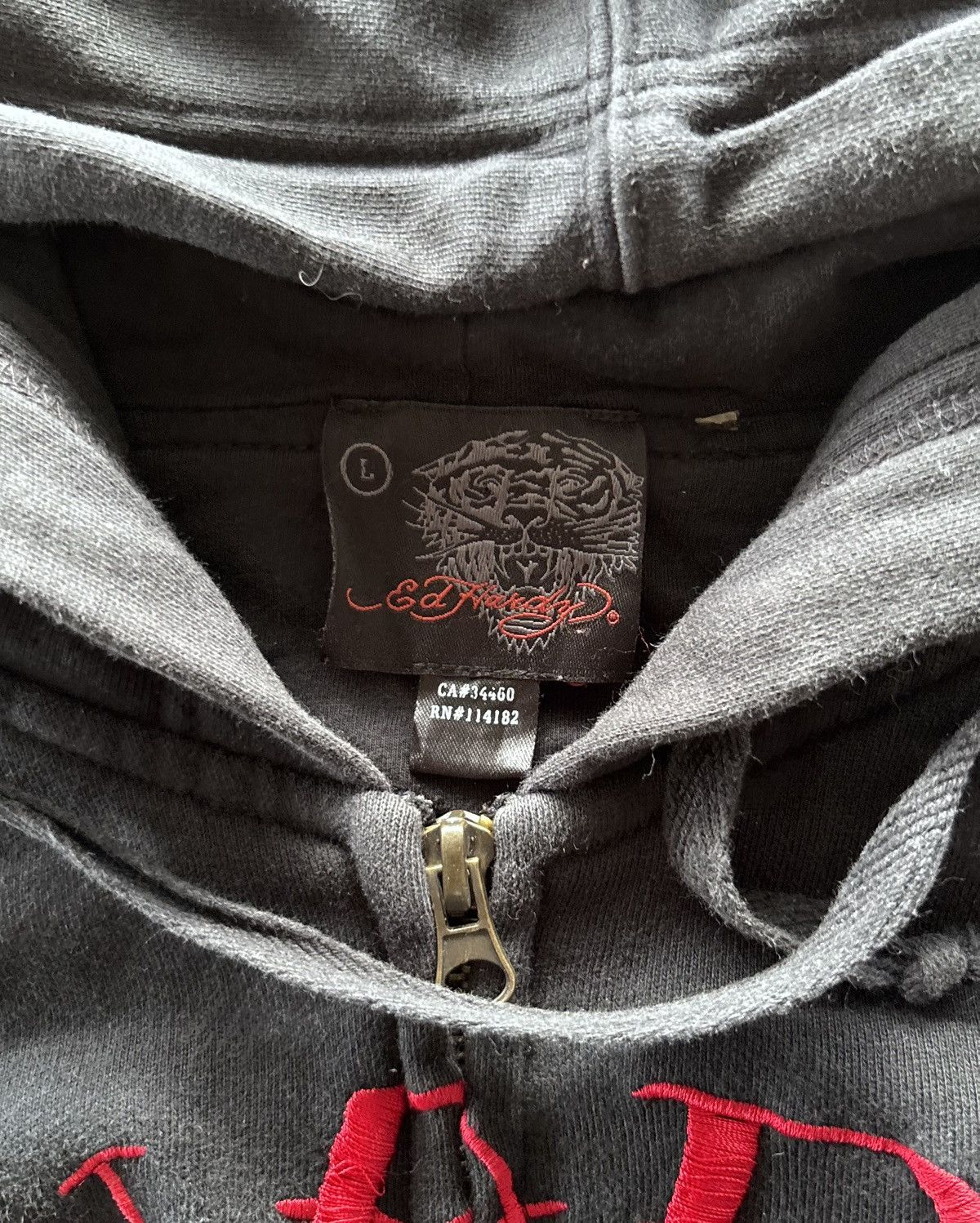 Ed Hardy Ed Hardy Tattooing Faded Black Double Layered Hoodie Size US L / EU 52-54 / 3 - 5 Thumbnail