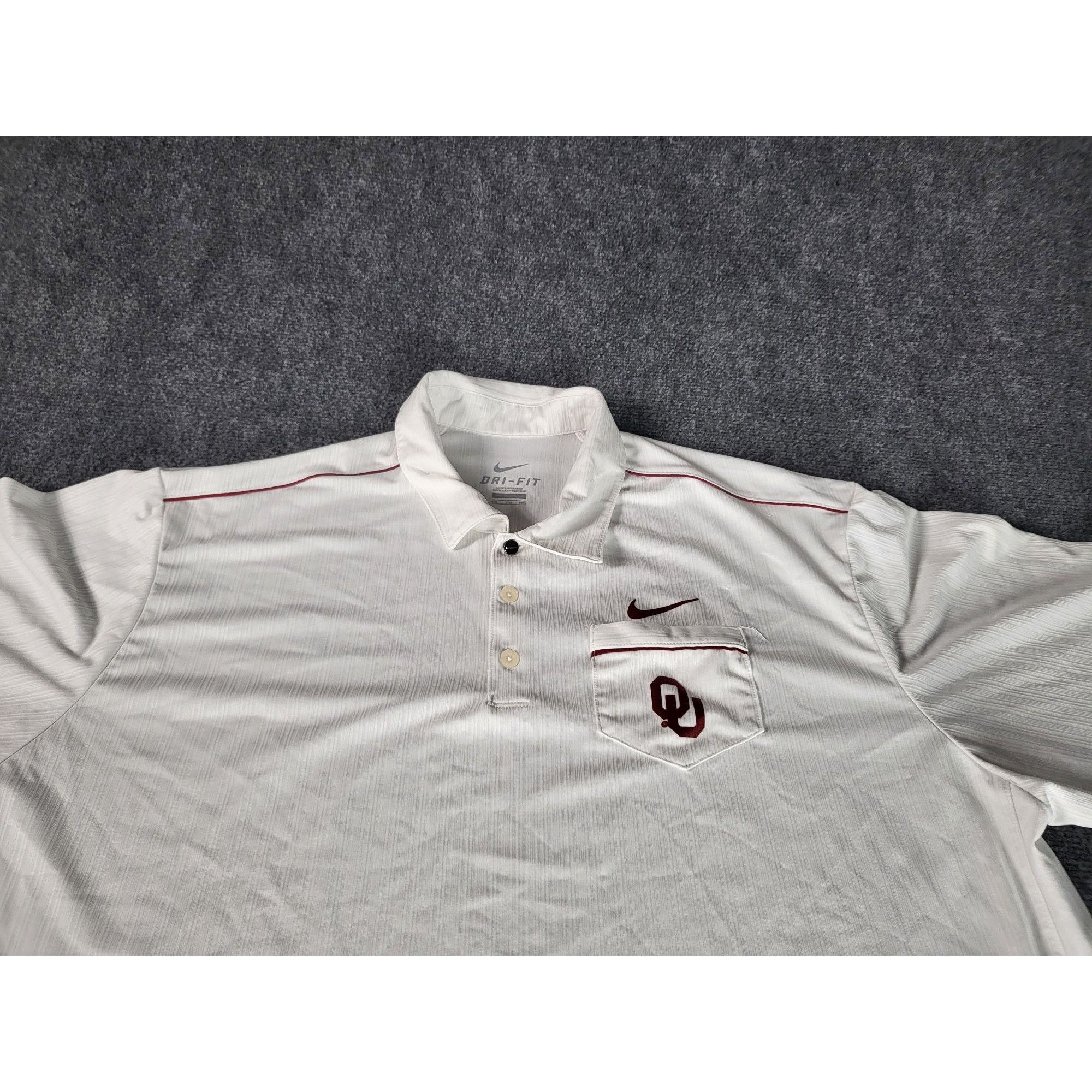 Nike Oklahoma Sooners Nike Polo Men Sz XXL Dri Fit White Maroon C Size US XXL / EU 58 / 5 - 2 Thumbnail