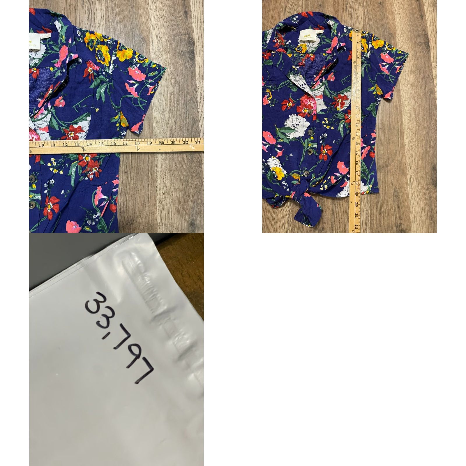 Vintage Maeve Shirt Women's Small Blue Floral Short Sleeve Button-Up Tie Front Casual Modern Regular Womens Size S / US 4 / IT 40 - 8 Thumbnail