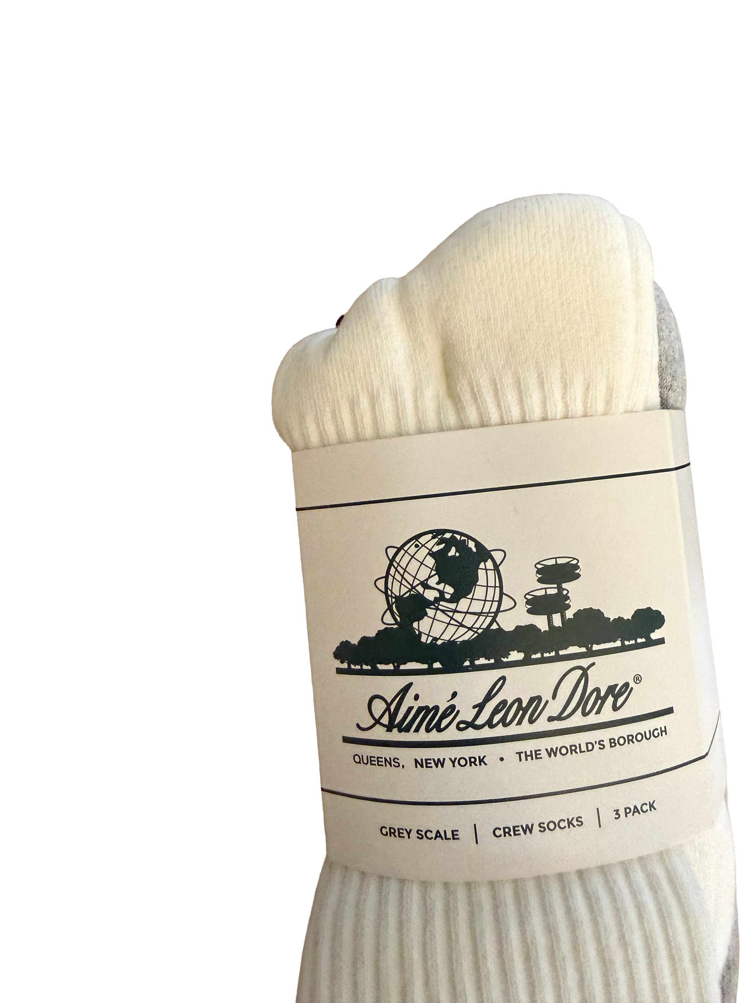 Aime Leon Dore crew logo sock 3 pack (grey, black, white long) Size ONE SIZE - 1 Thumbnail