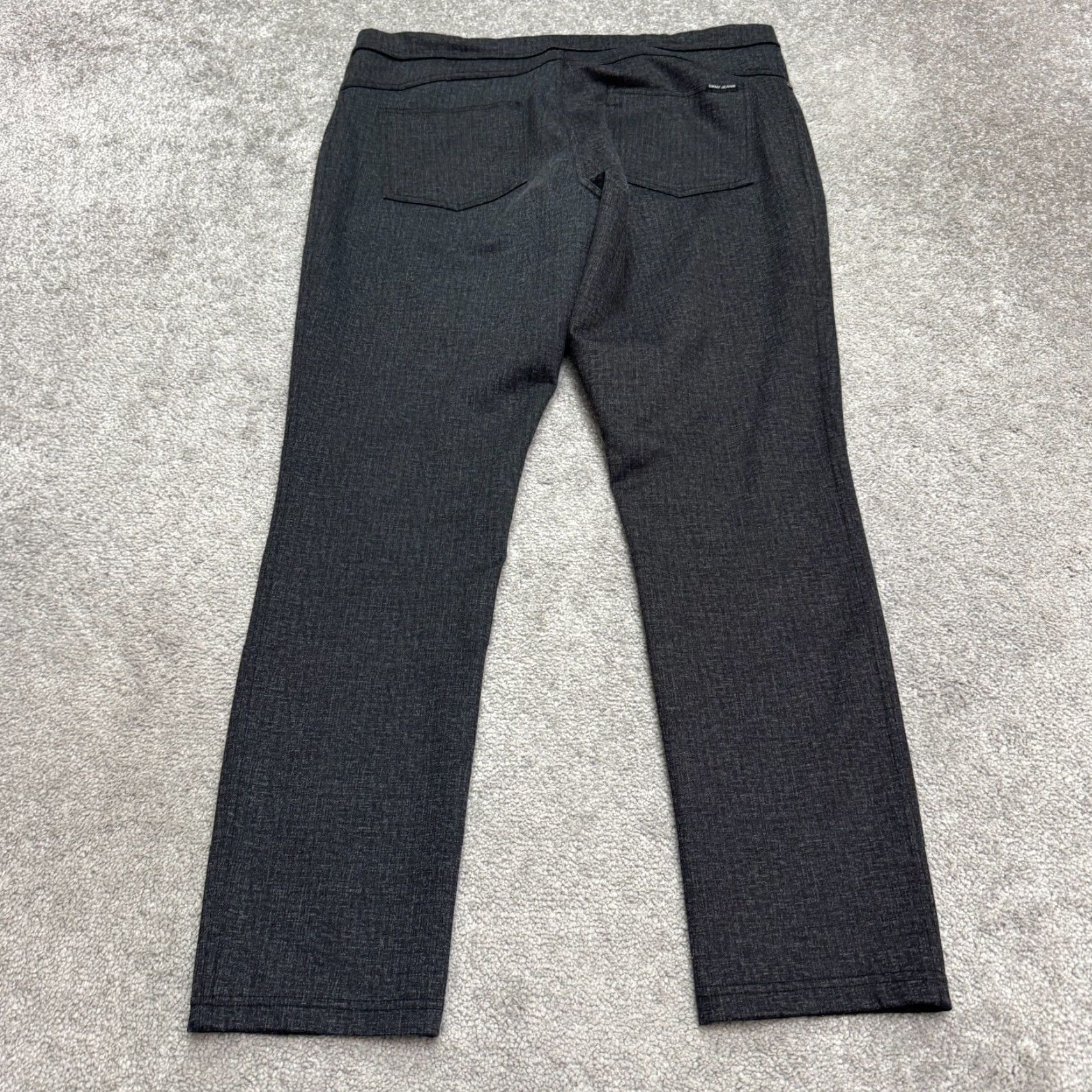 DKNY DKNY Pants Women XL Gray Straight Pull On 36x28 Dress Pants Logo Faux Leather Trim Vintage No Size 40" / US 18 - 2 Thumbnail