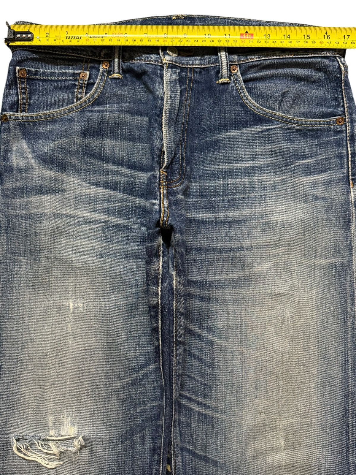 Levi's Vintage Y2K Levis 503 Blue Bleached Distress Wide Leg Loose Size US 33 - 8 Thumbnail