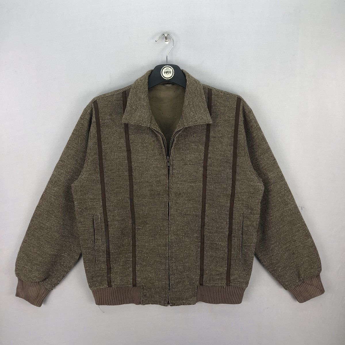 Japanese Brand Vintage 80's Wool Zipper Jacket Open Collar by Winbull Size US S / EU 44-46 / 1 - 1 Thumbnail