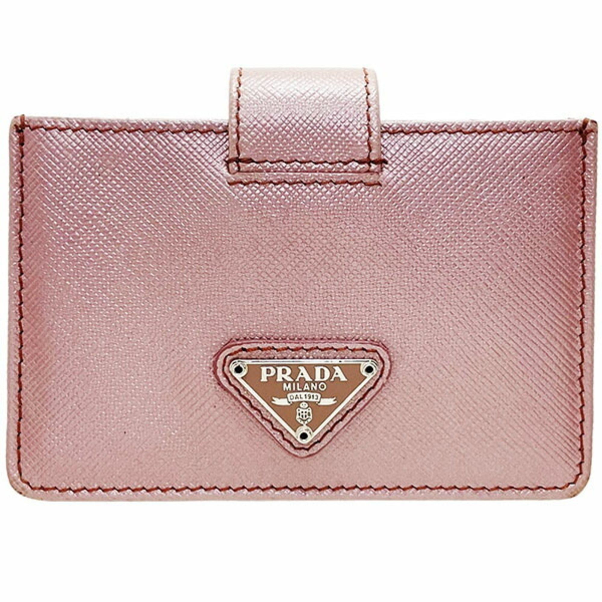 Prada Prada Card Case Triangle Plate Saffiano Leather Metallic Pink 1M1211 PRADA Business Holder ANTICO MORDO HH-17209 Size ONE SIZE - 1 Thumbnail